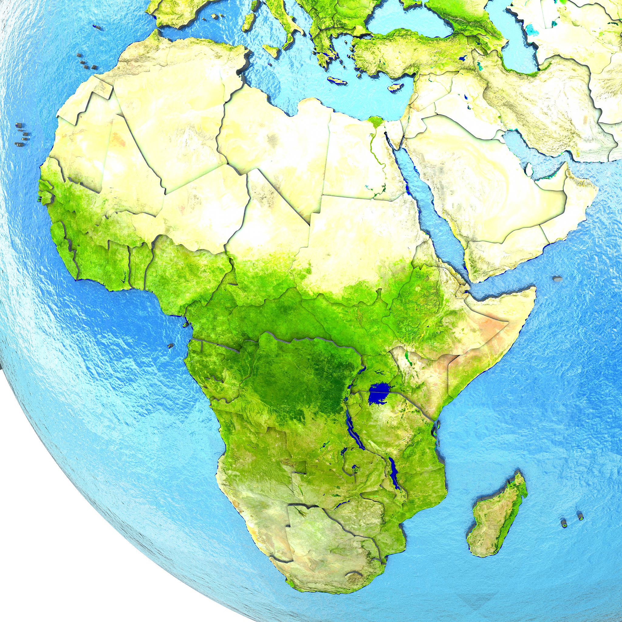 africa on model of earth