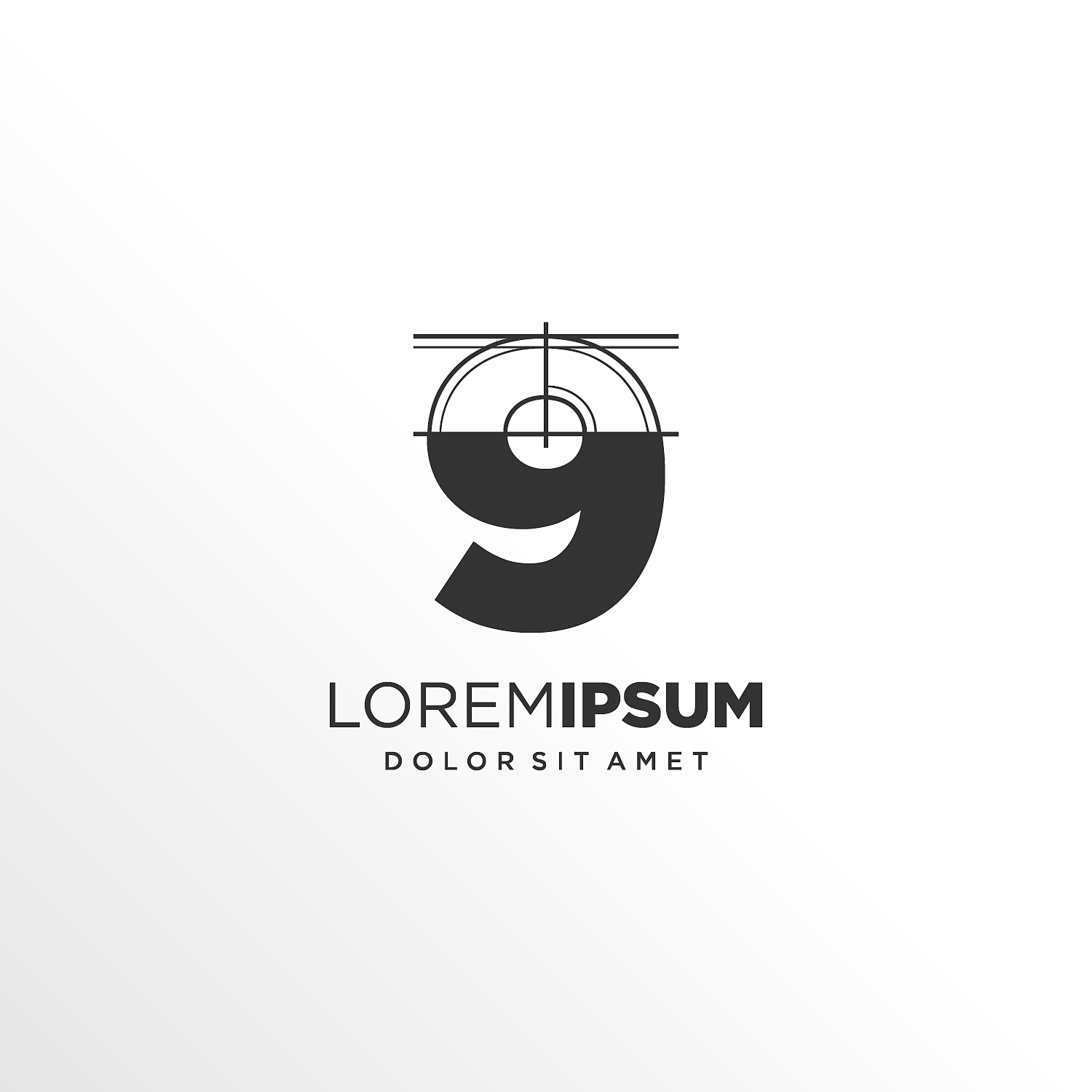 number 9 logo design with architecture element