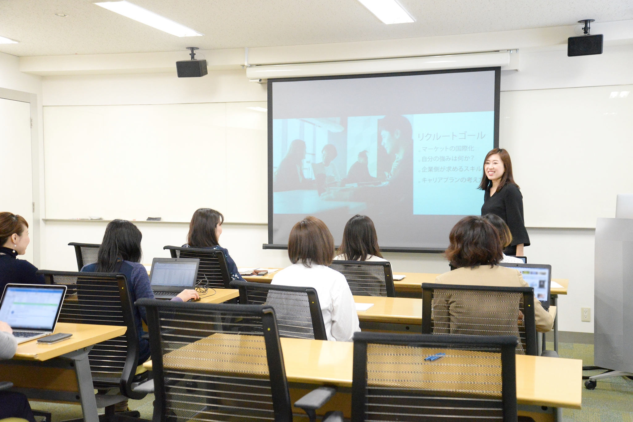 young business woman giving a presentation