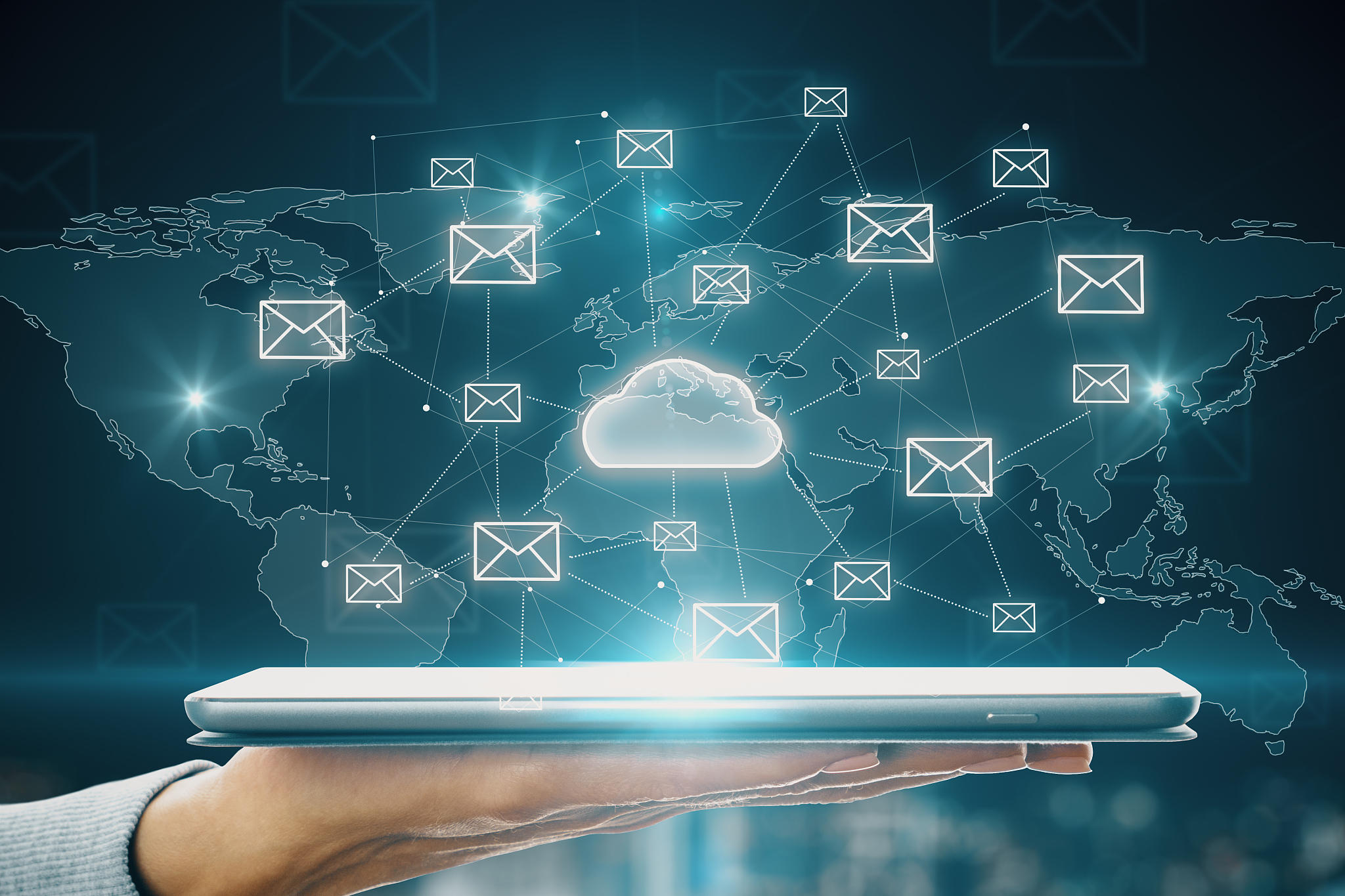 creative email cloud background
