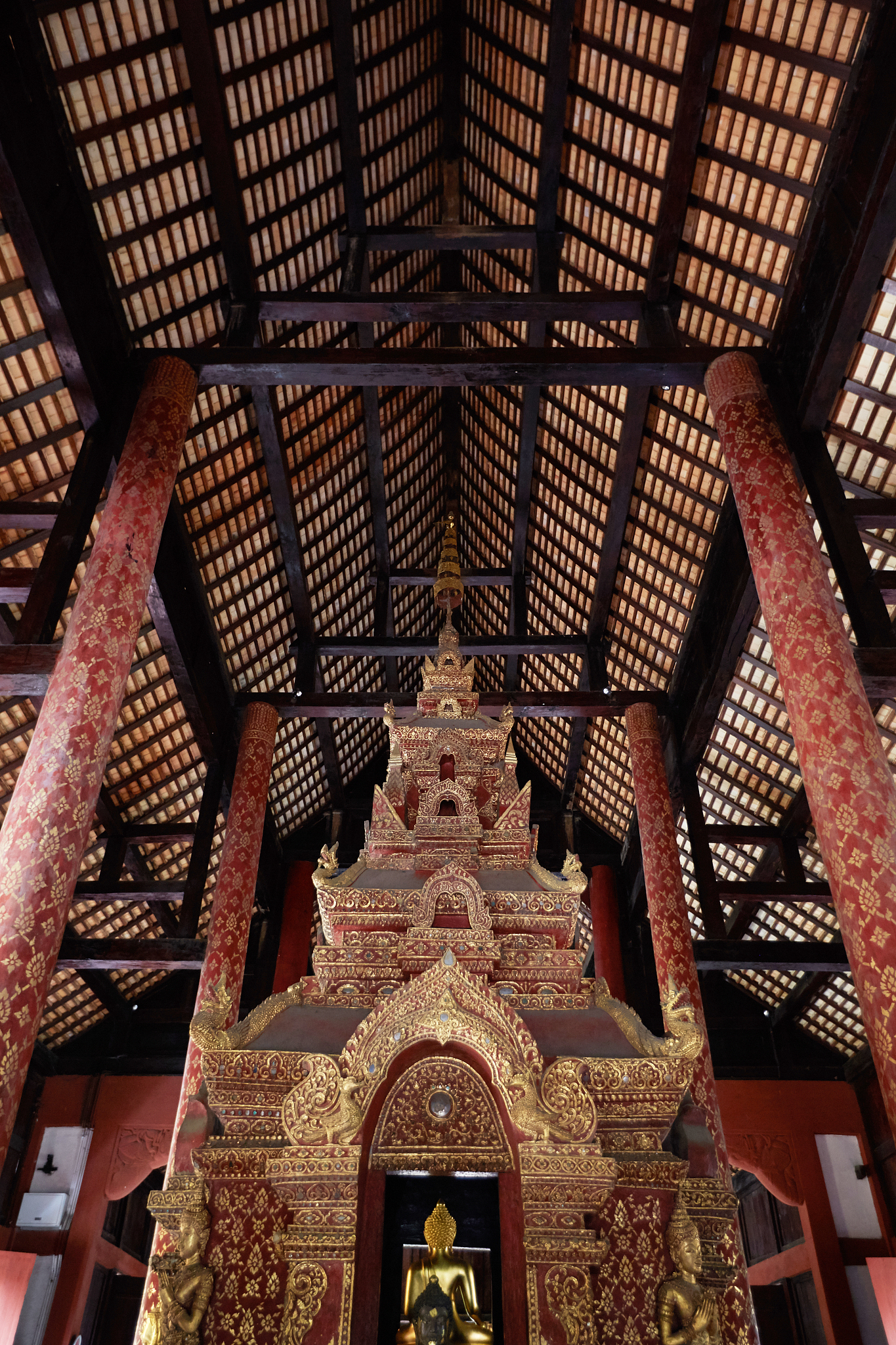 ancient temple interior. chiang mai, thailand
