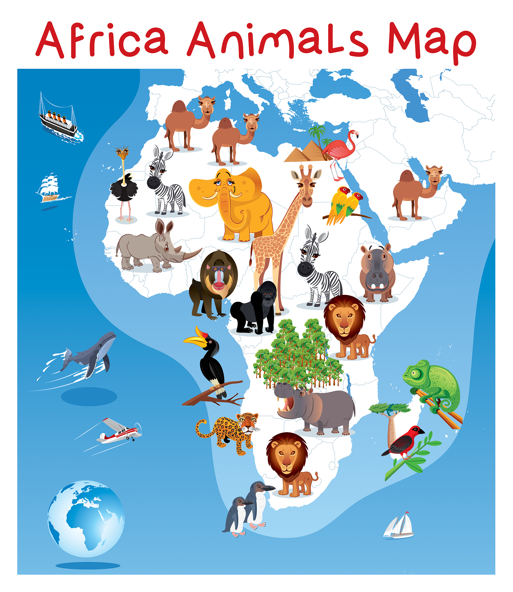 africa animals map