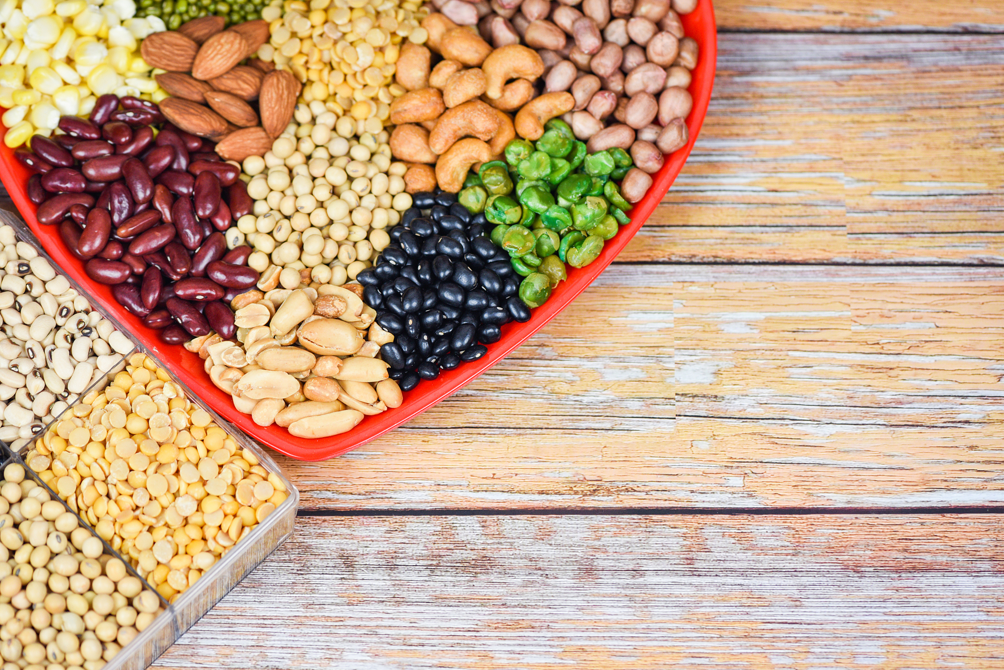 collage various beans mix peas agriculture of natural healthy fo