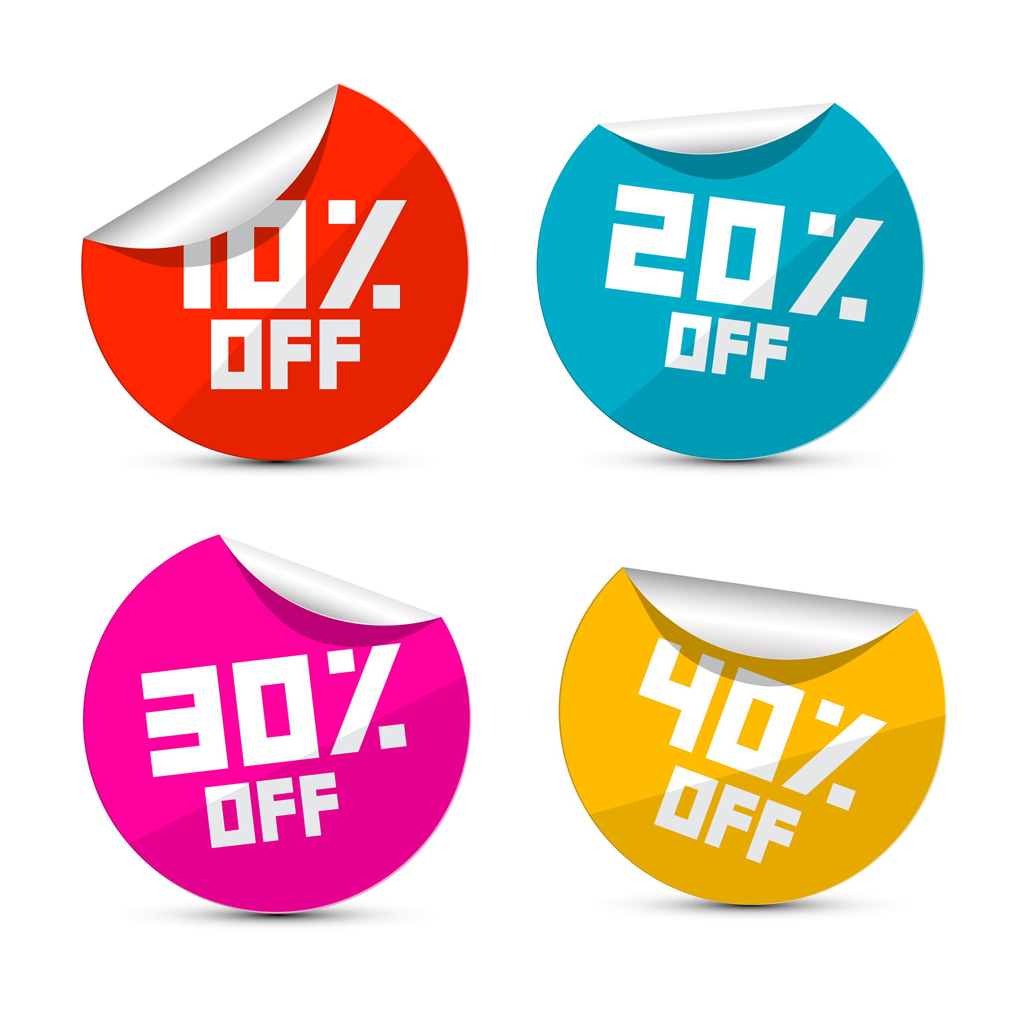 10 off 20 off 30 off 40 off stickers labels
