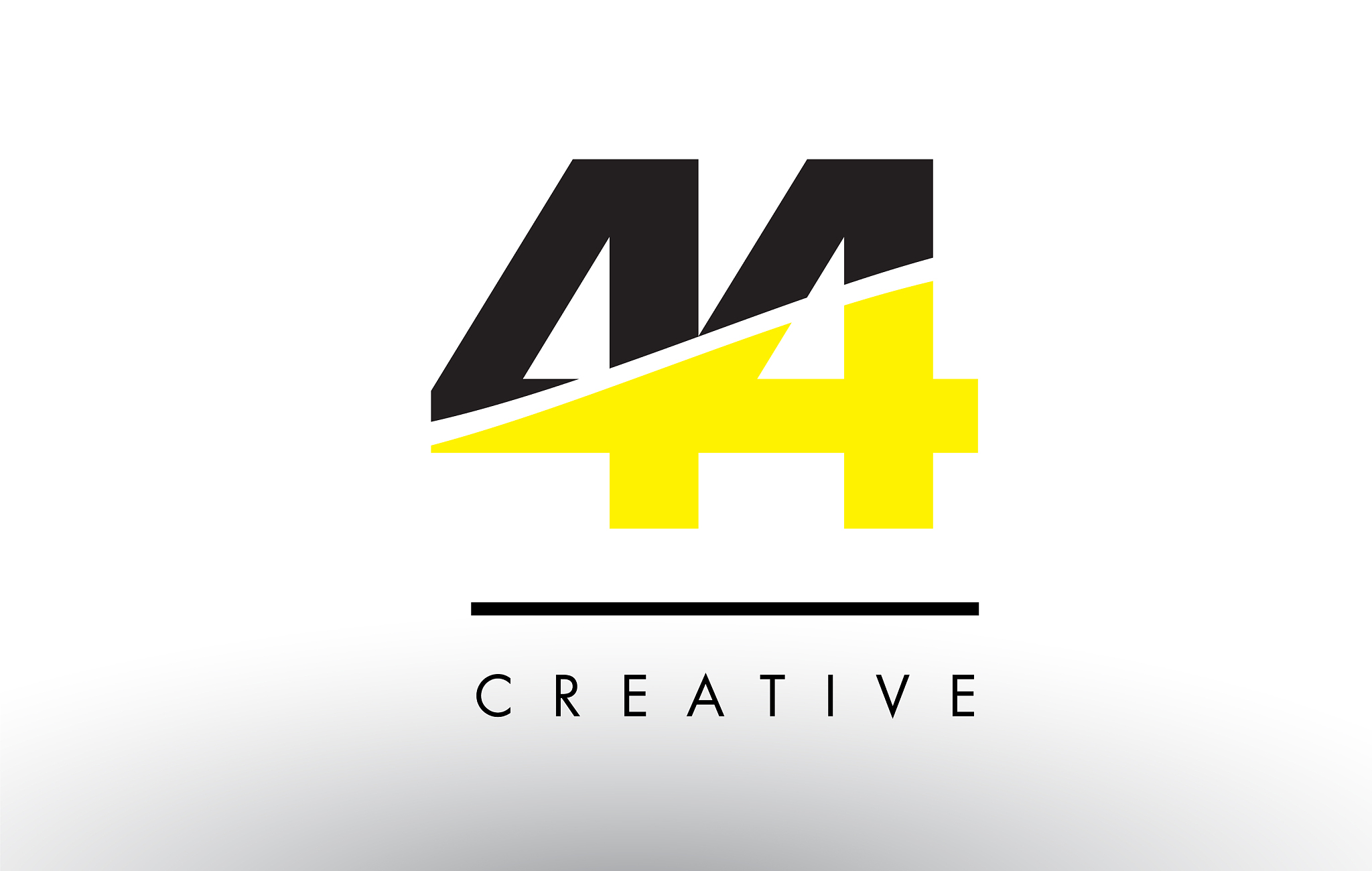 44 black and yellow number logo design