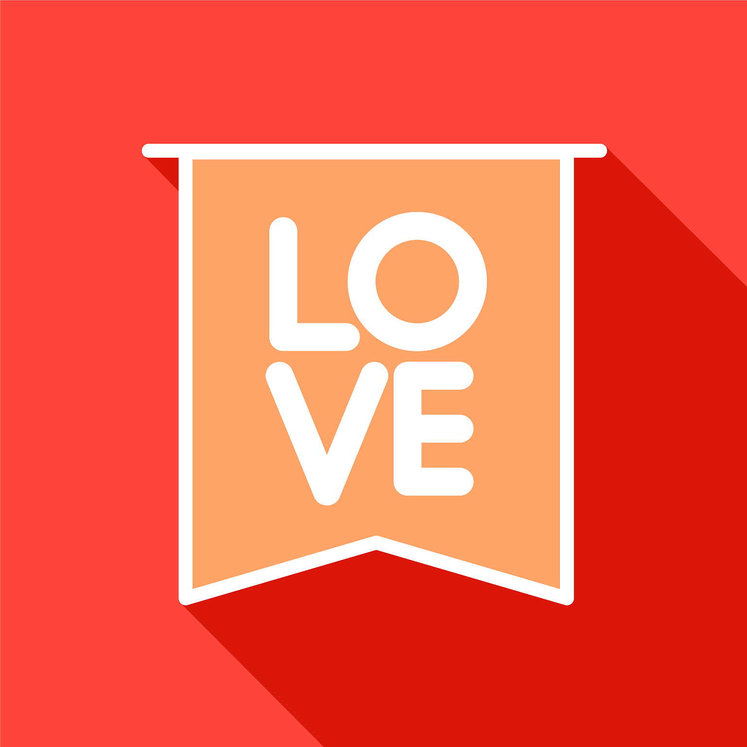 flag with inscription love icon