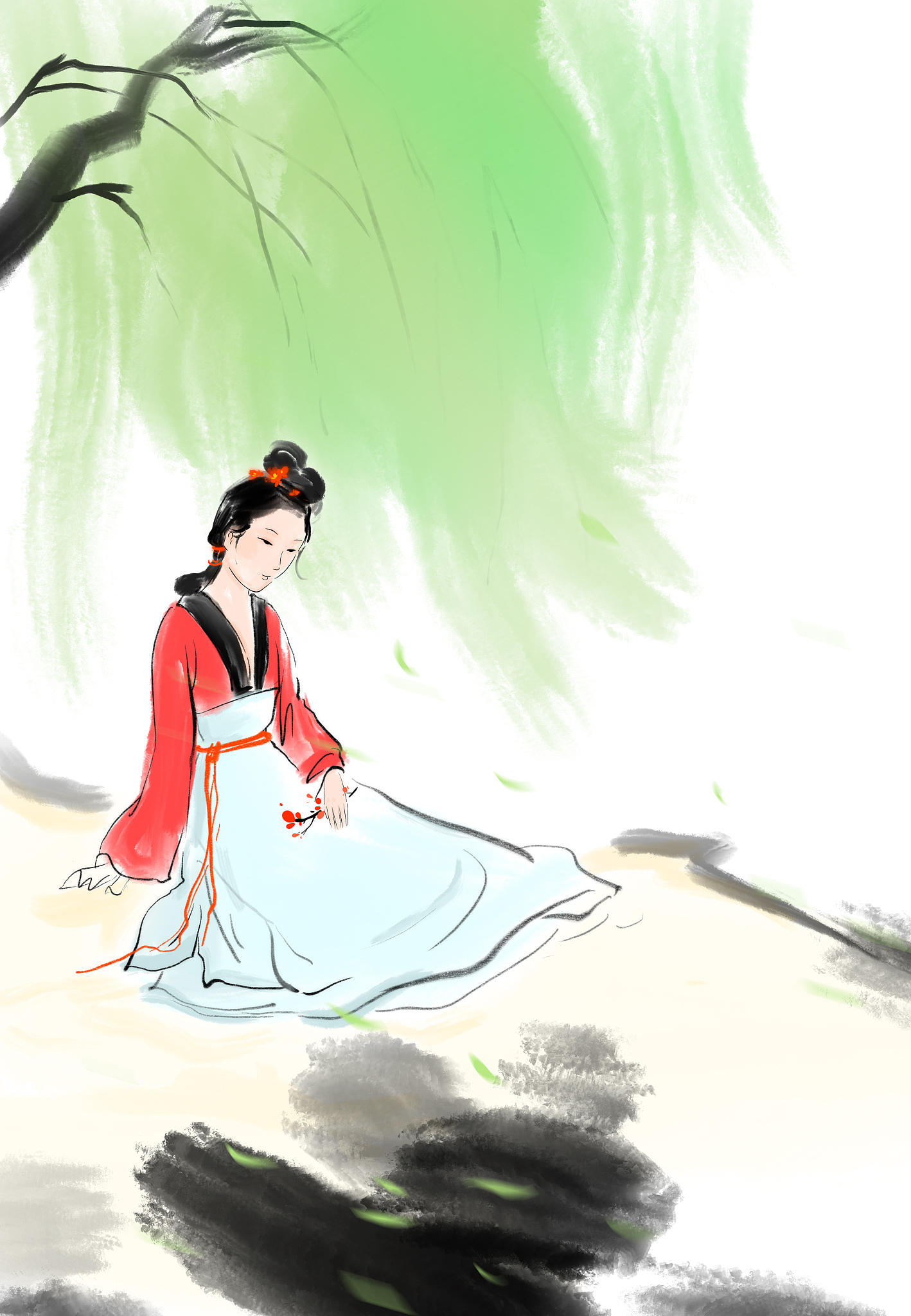 长发飘飘，杨柳细腰 - 一首用比喻描绘女子之美的诗