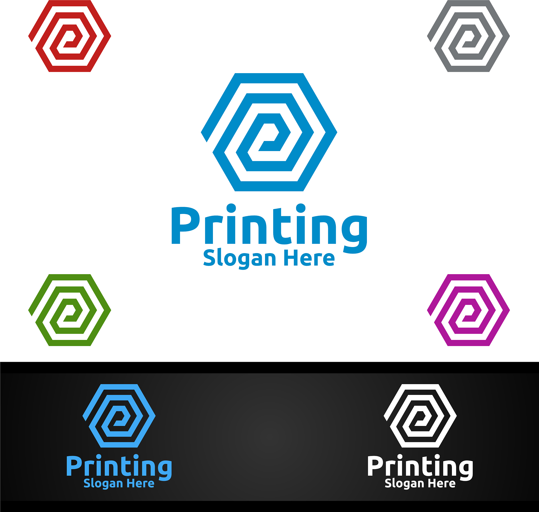 letter p printing company logo design for media