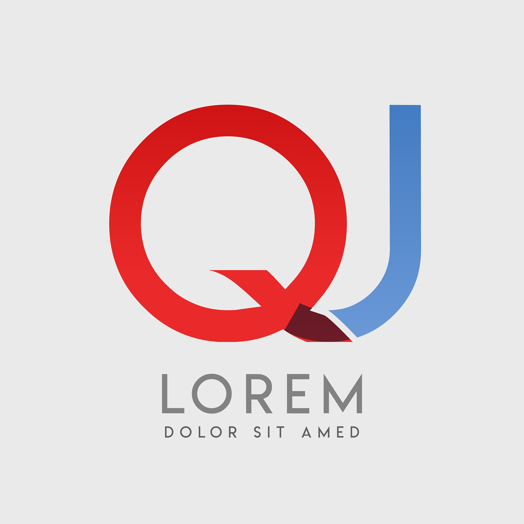 qj logo letters with blue and red gradation