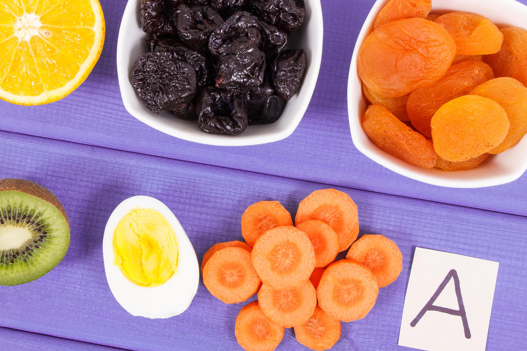 fresh food containing vitamin a, natural minerals and dietary fi