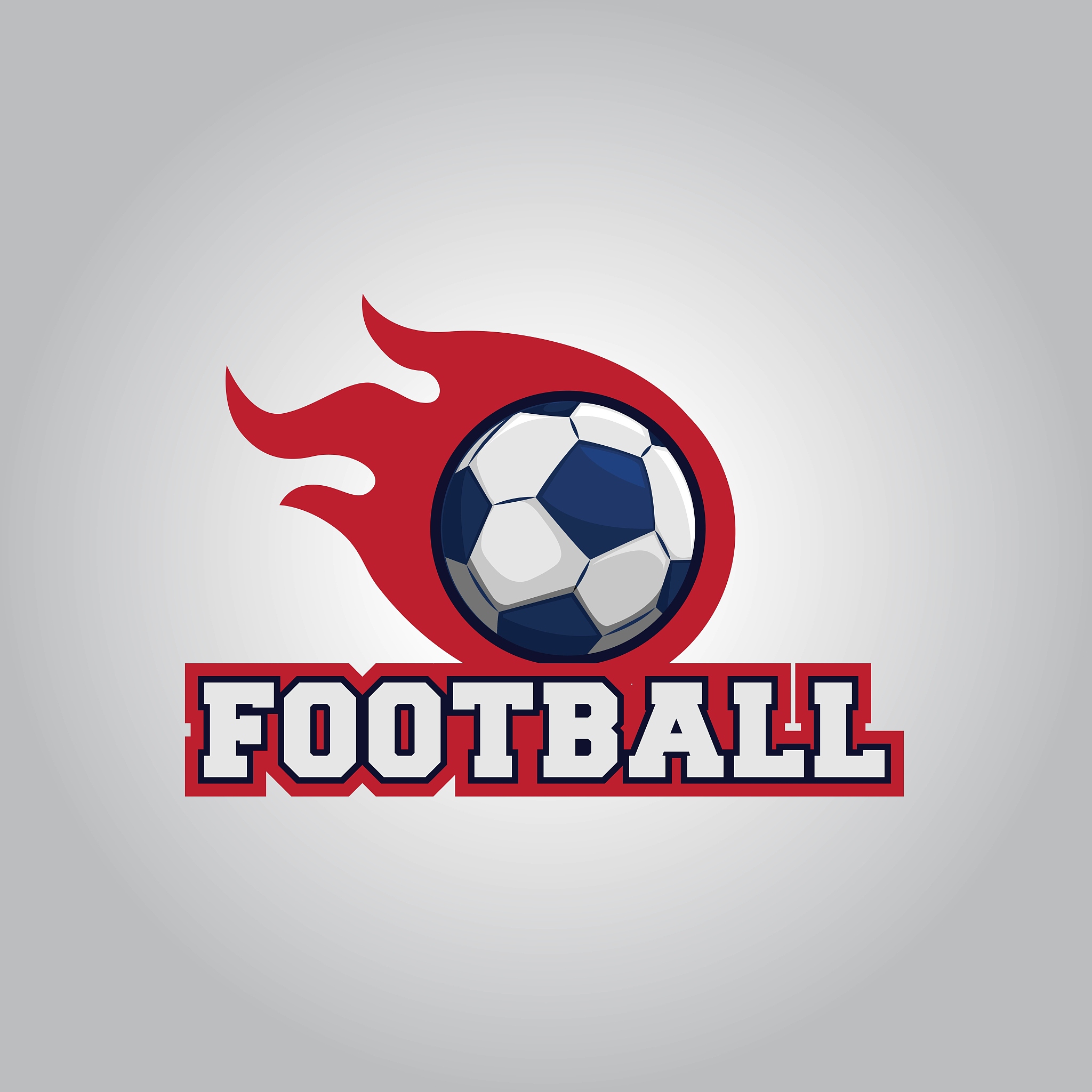 football logo design with fire ball graphics and text below