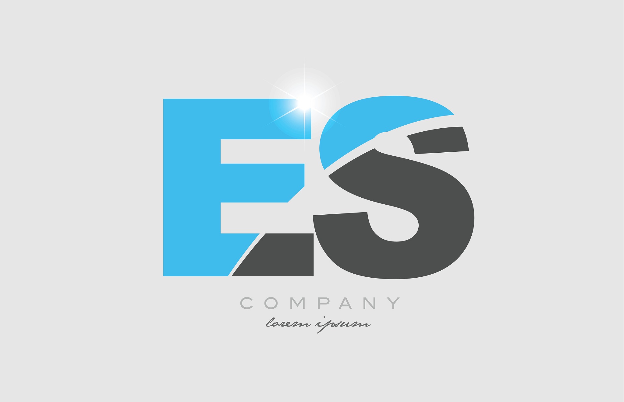 combination letter es e s in grey blue color alphabet for logo i