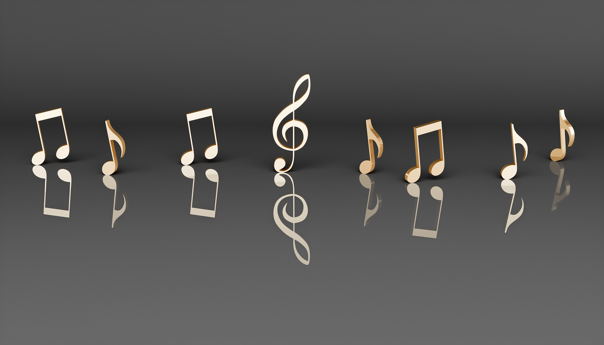 golden musical notes on a black background