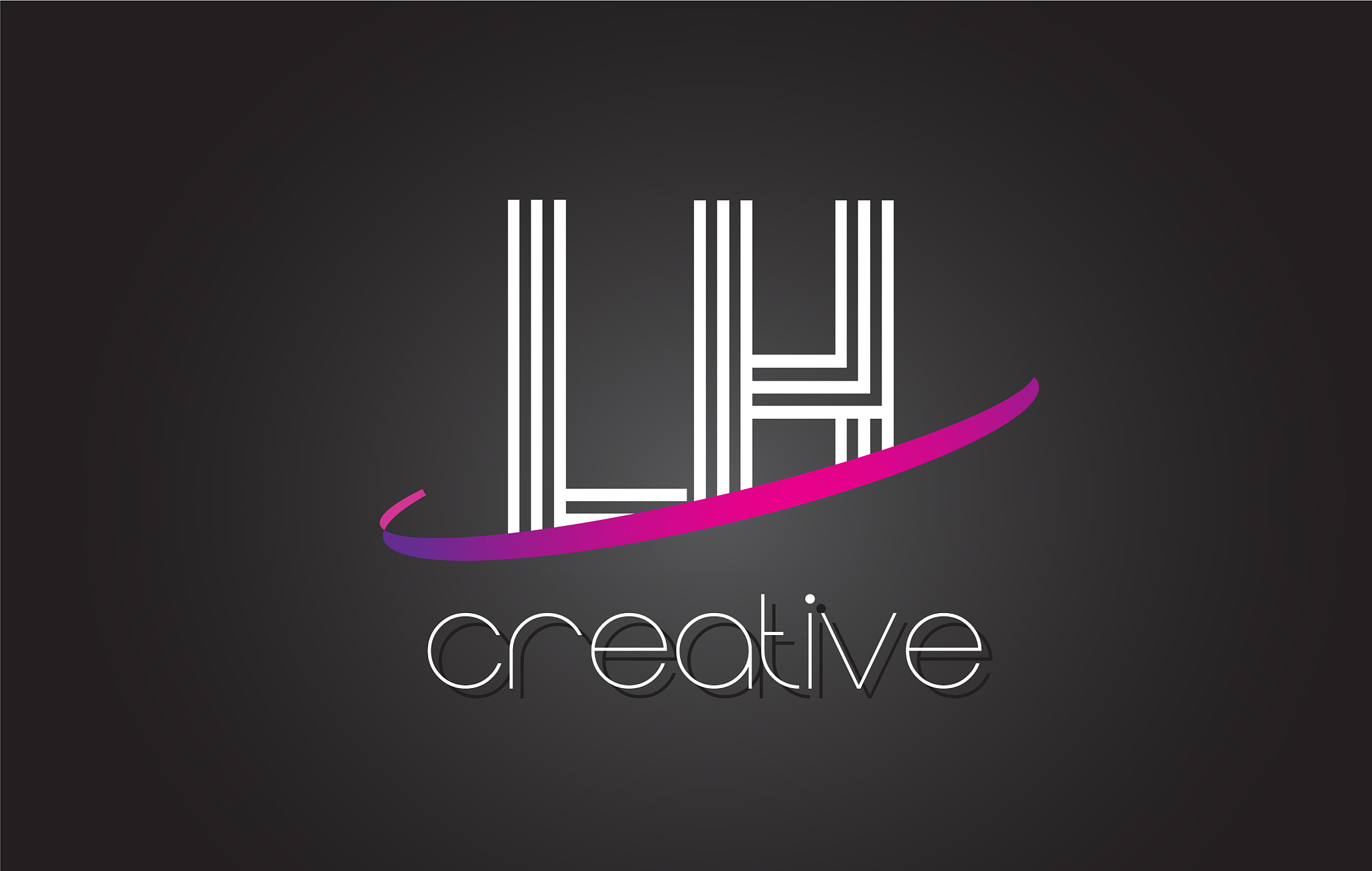 lh l h letter logo with lines design and purple