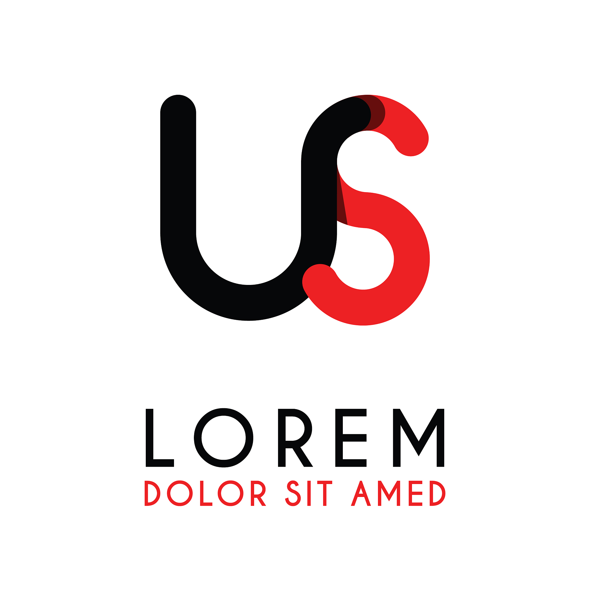 initial letter us with red black and has rounded