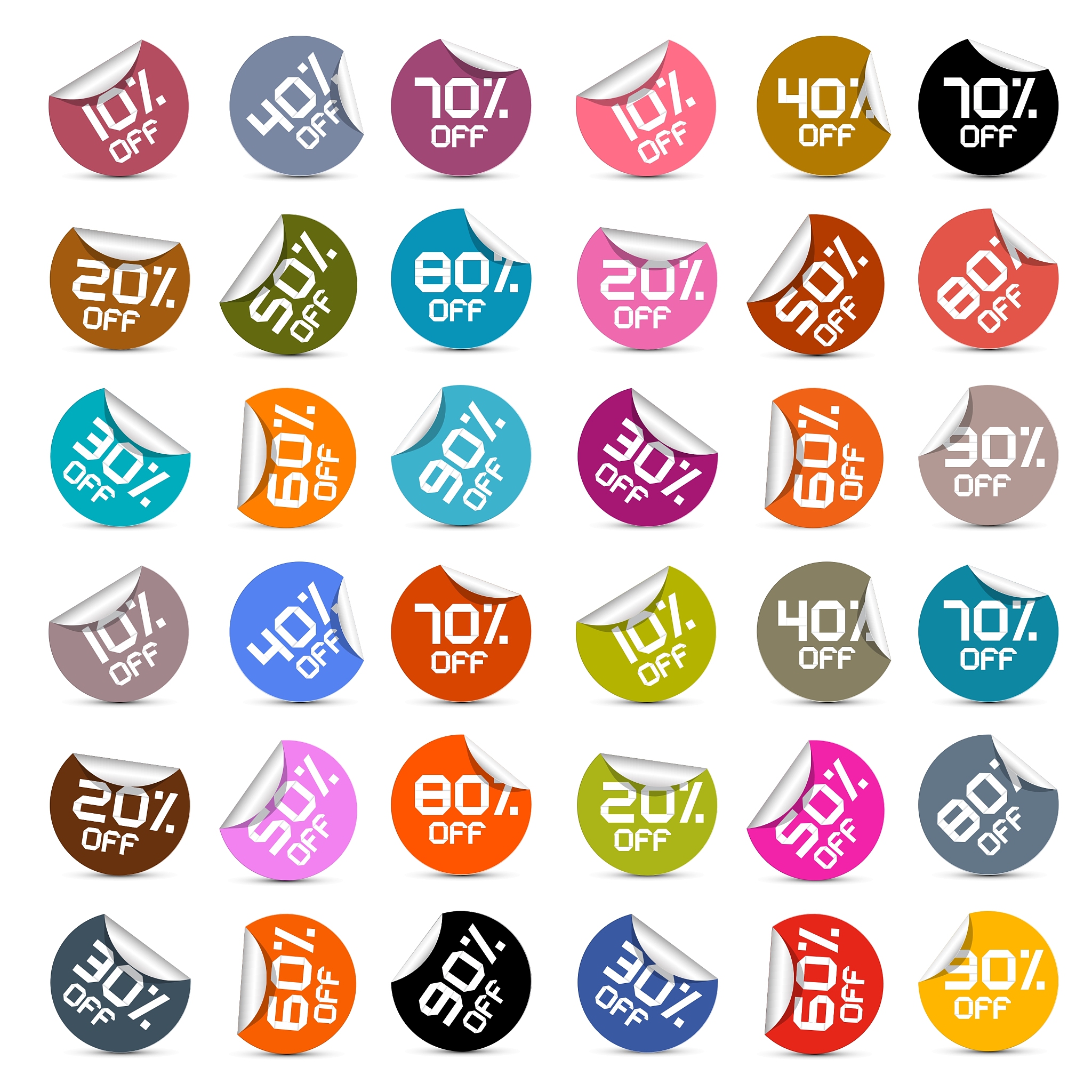 colorful discount stickers labels set