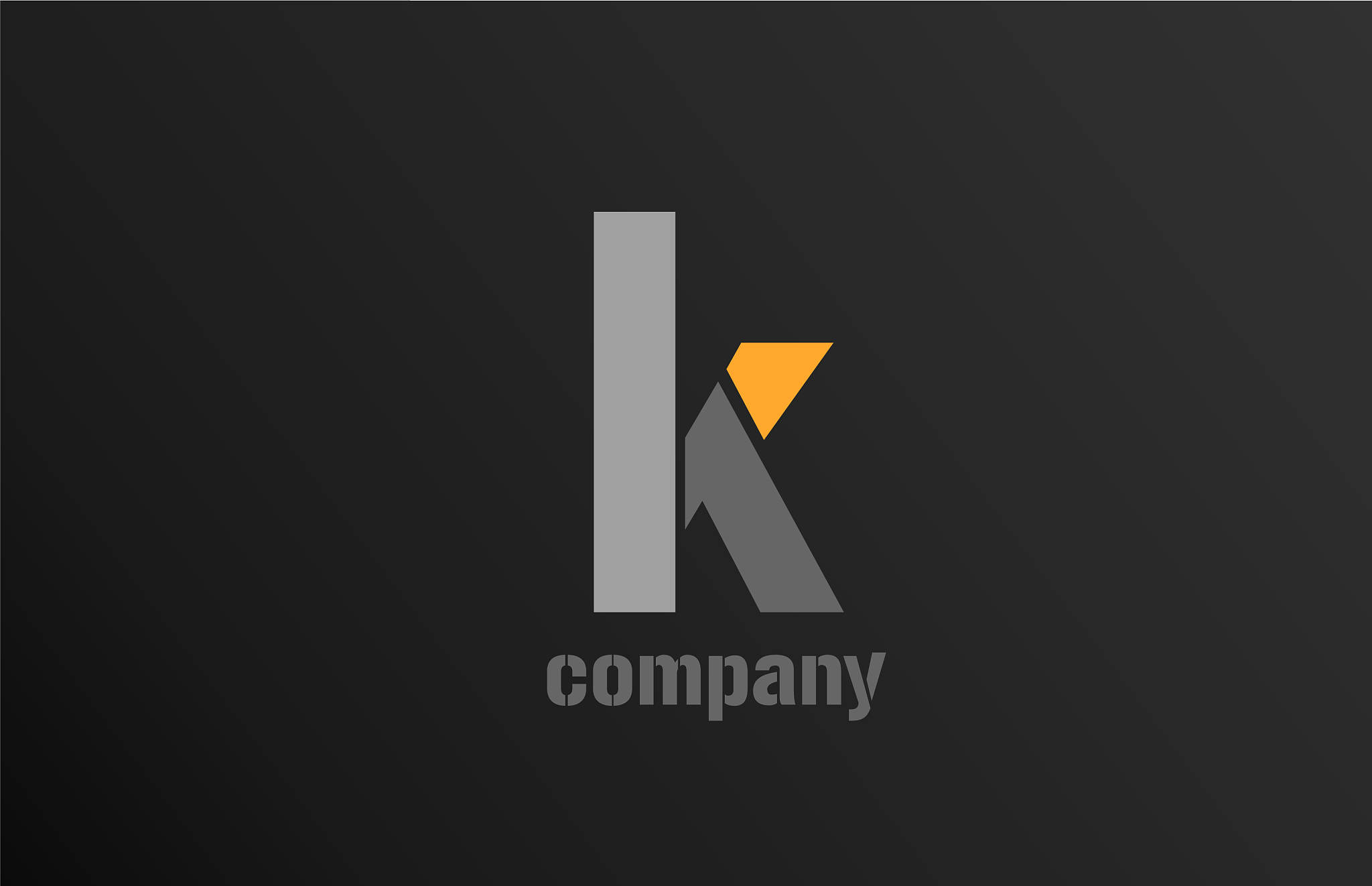 yellow grey letter k alphabet logo design icon