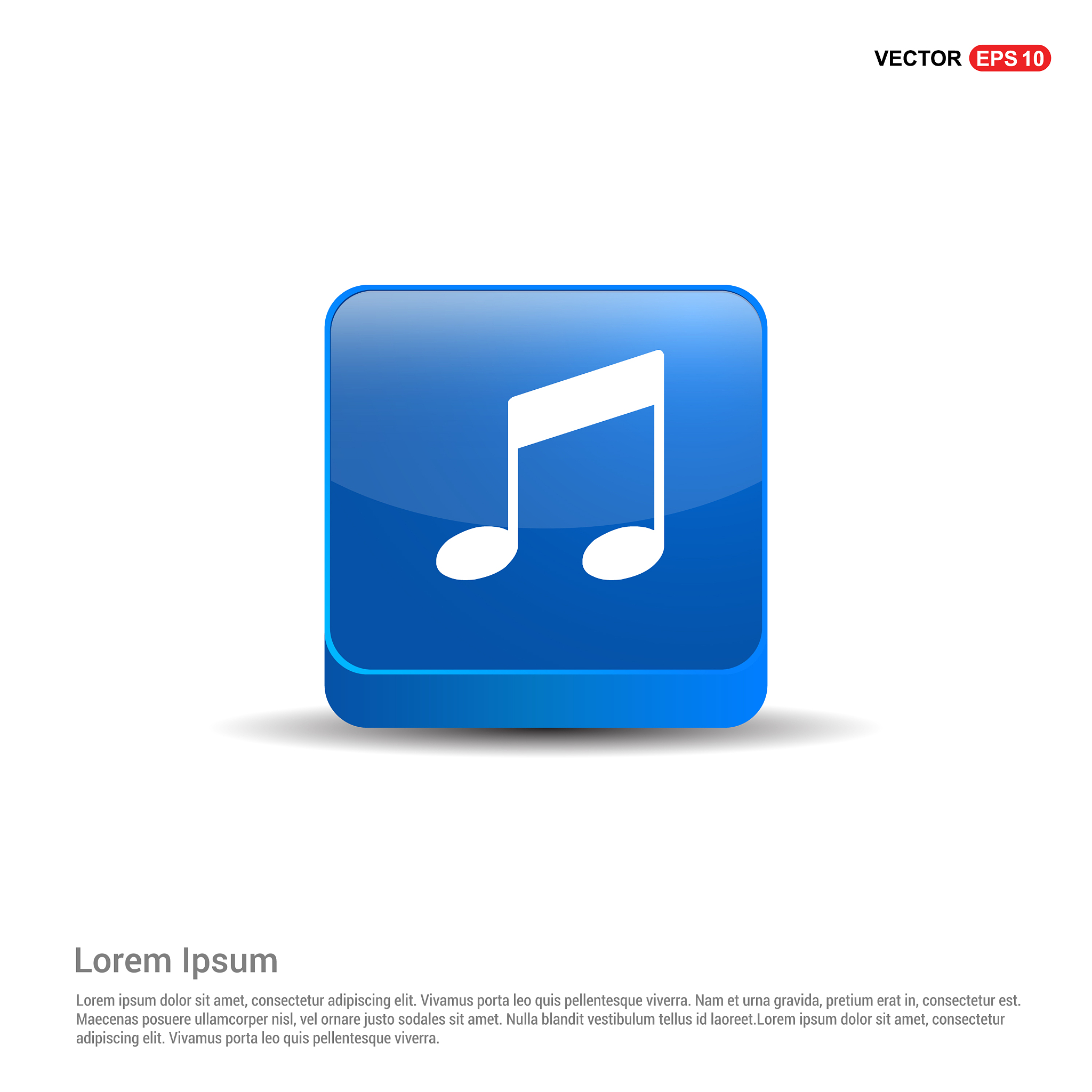 music note icon - 3d blue button