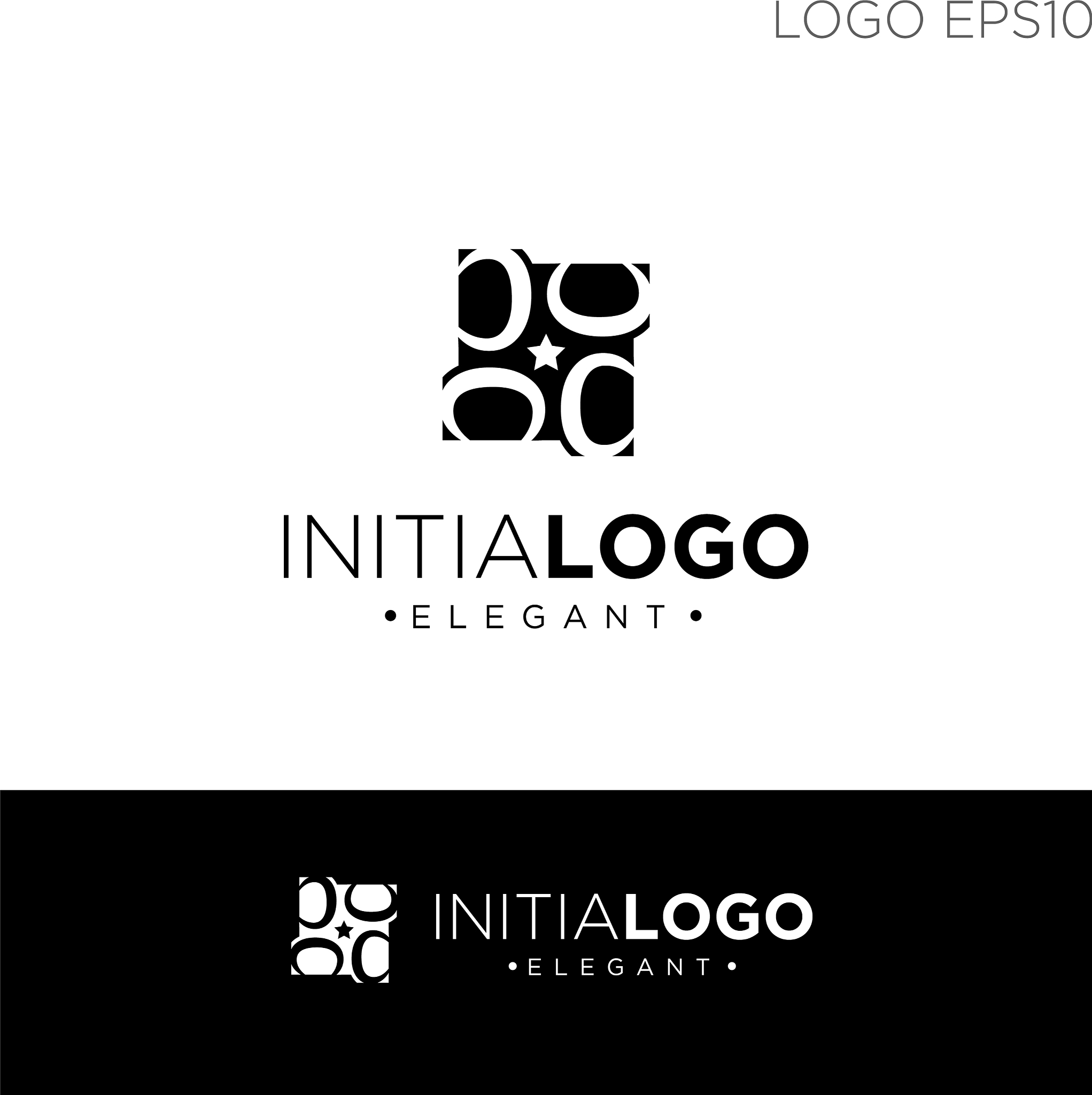 monogram initial b or d logo template black color