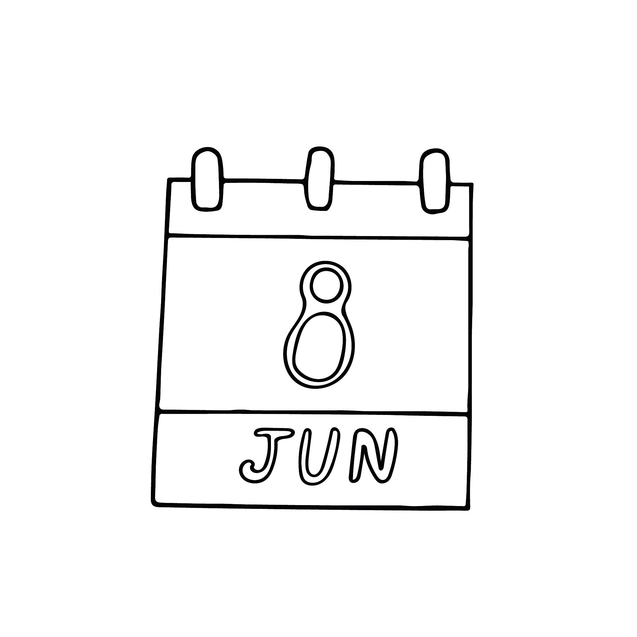 六月,日历,乱画,<strong>世界</strong>海洋日,标签,动物手,历日,高雅,数字8,图标