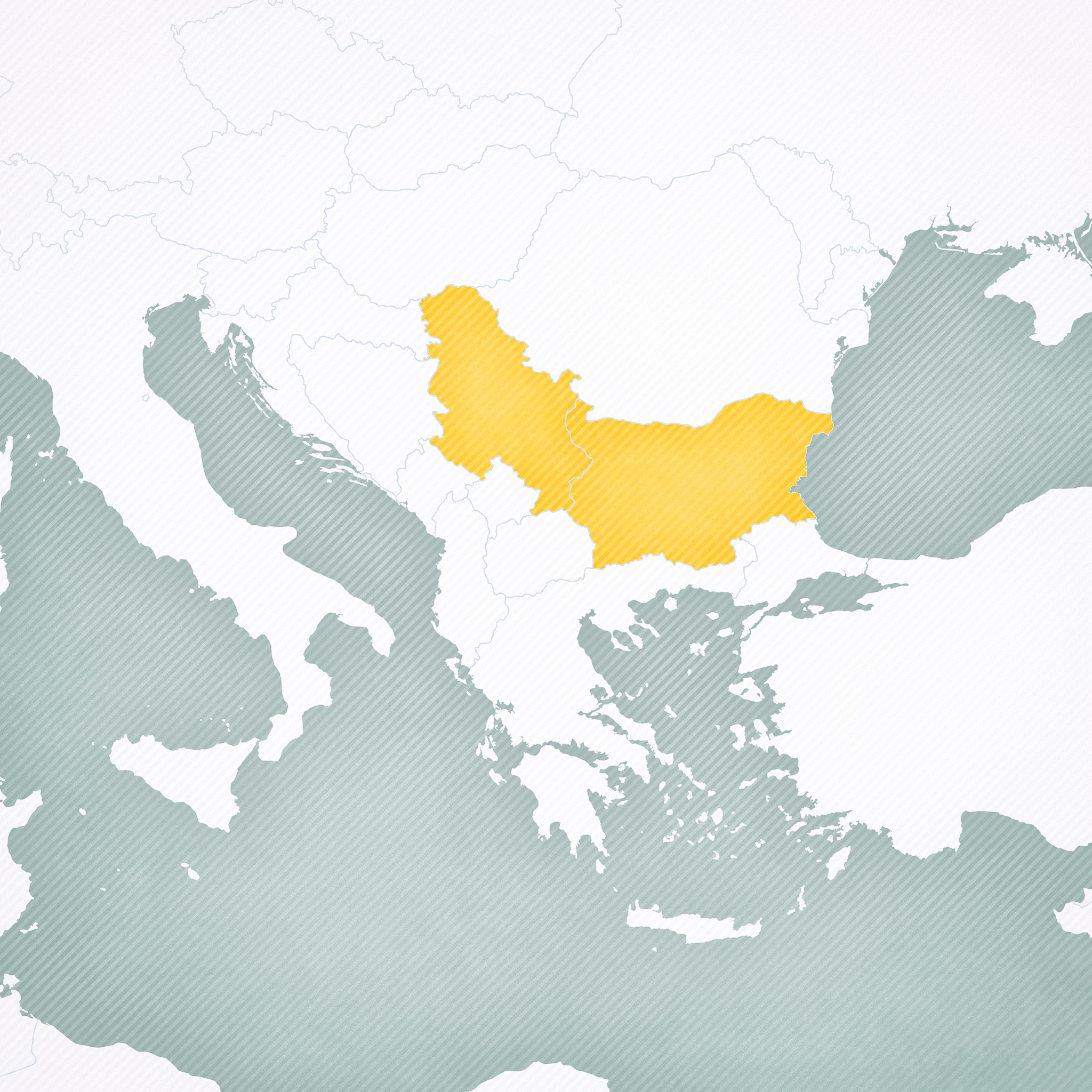 map of balkans - bulgaria and serbia