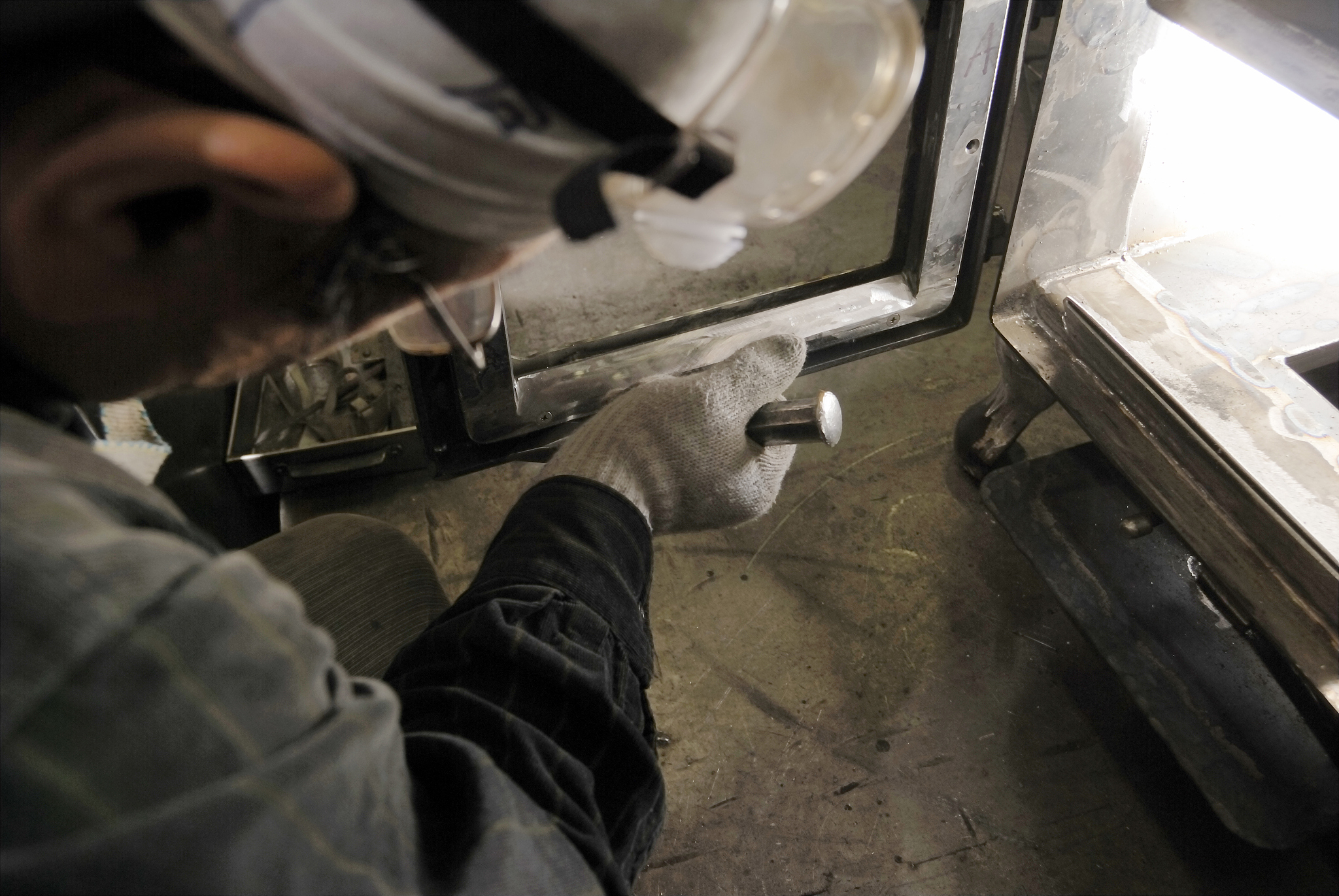 close-up of a worker working in a workshop