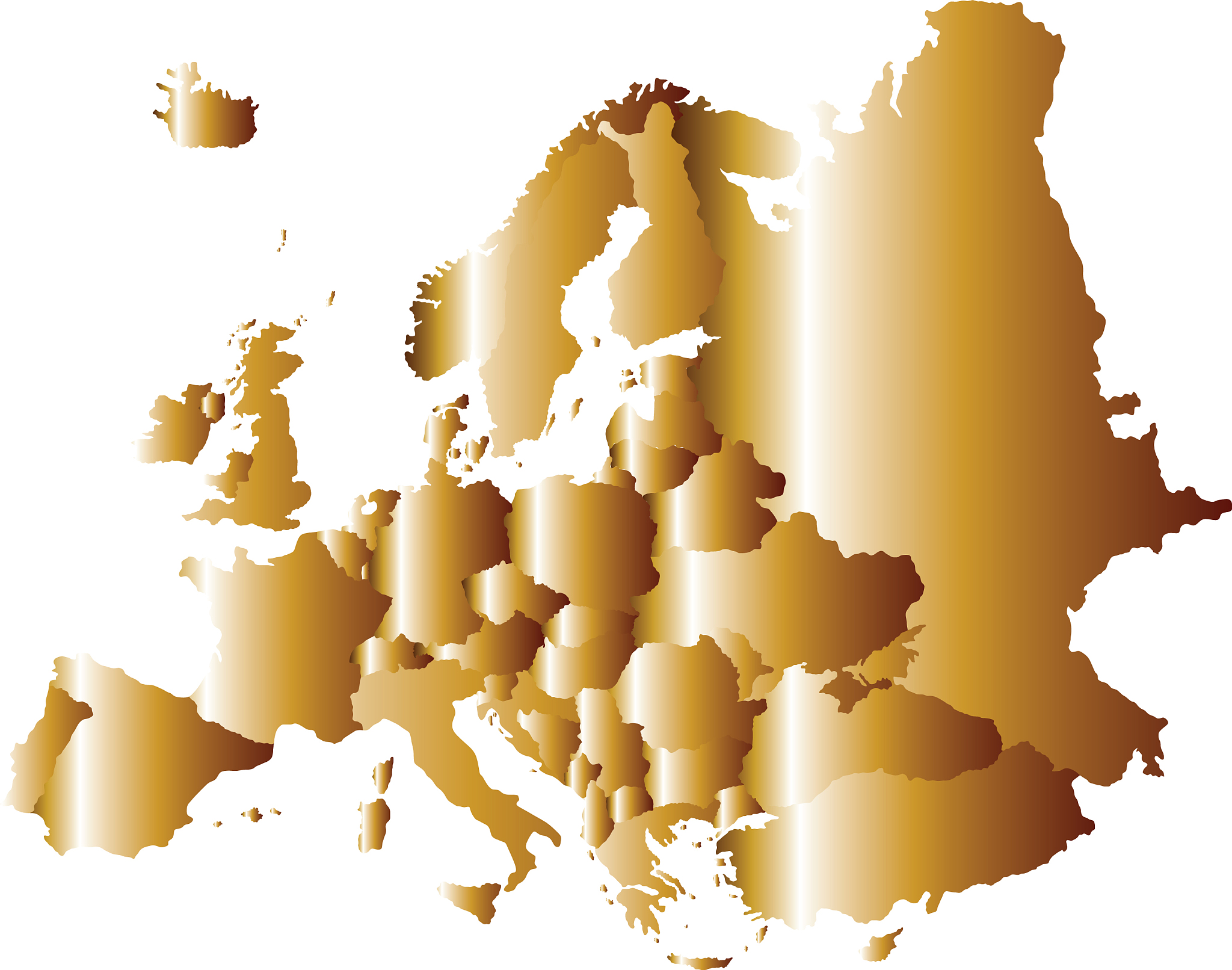 gold europe map isolated
