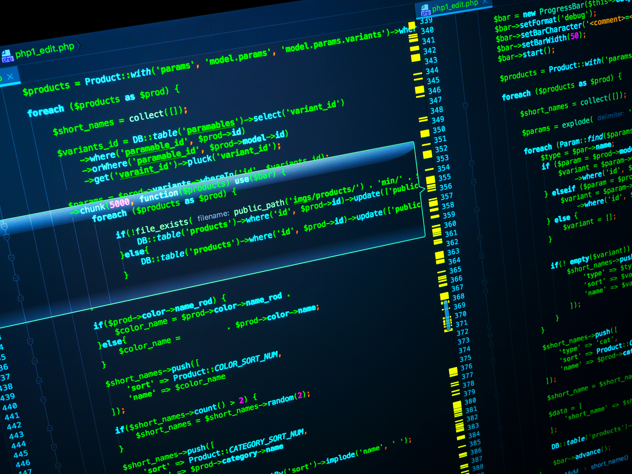 programming. web developing on the php language. php on dark blu