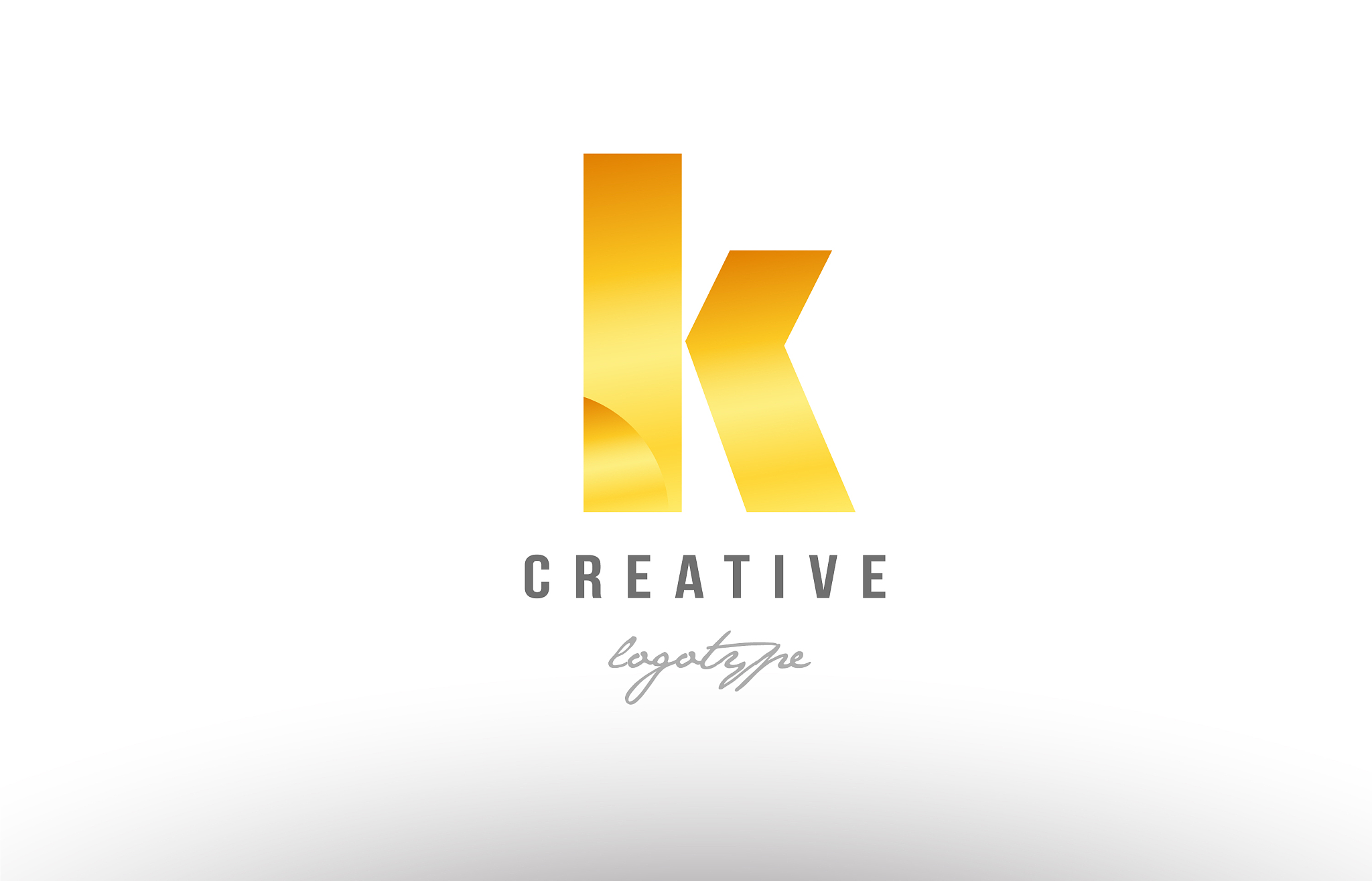 k gold golden metal gradient alphabet letter logo