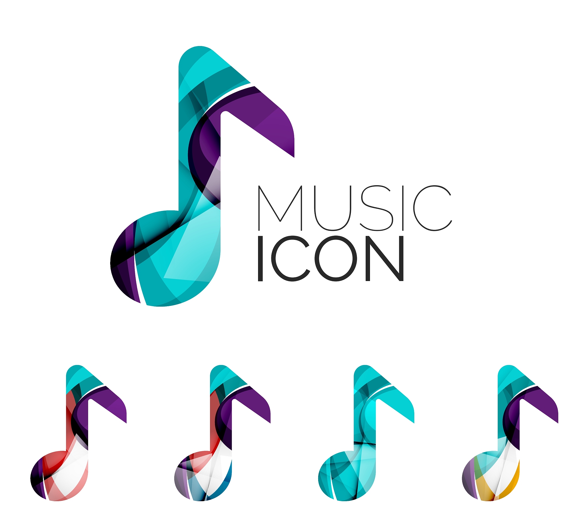 set of abstract music note icon business logotype