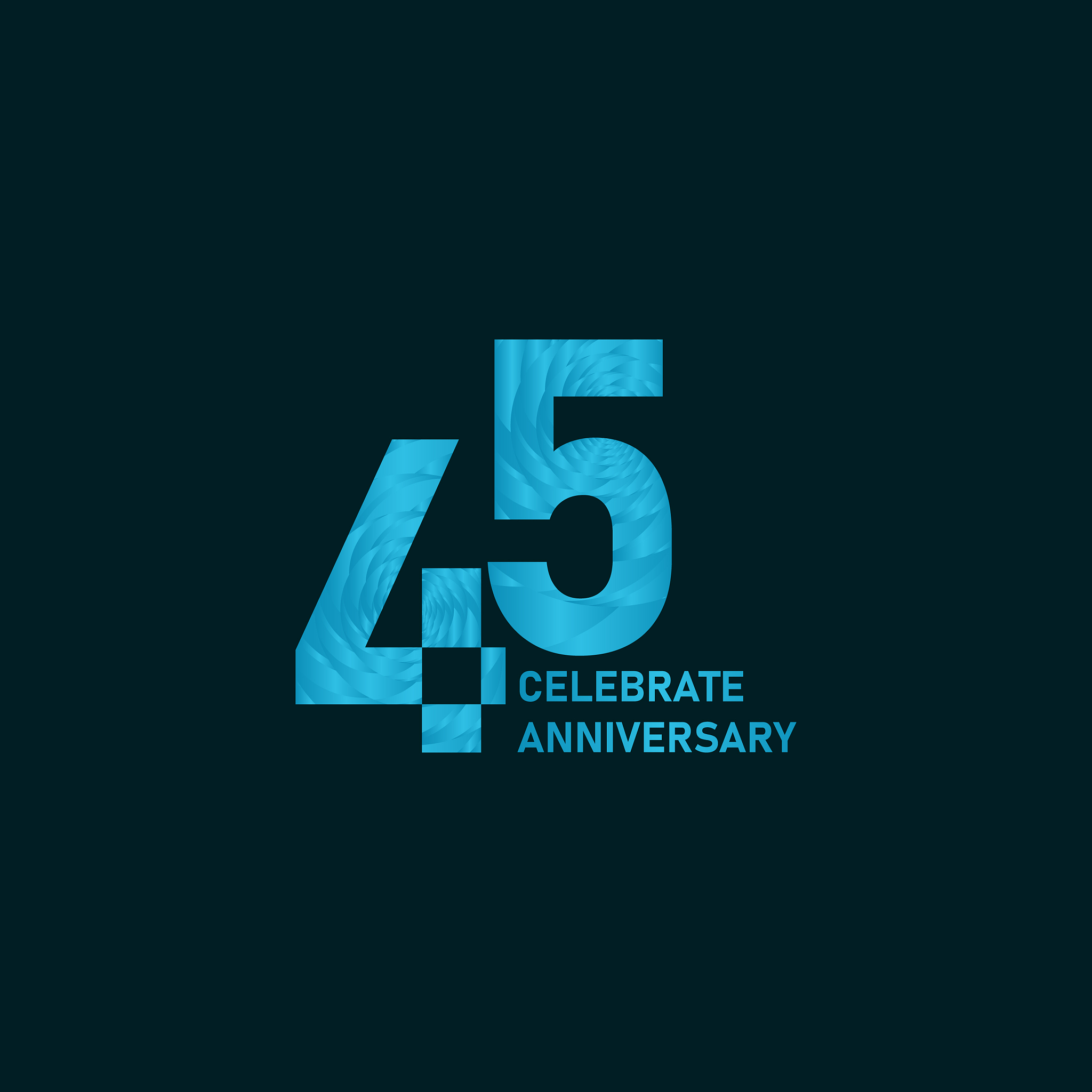 45 year anniversary aqua color template design