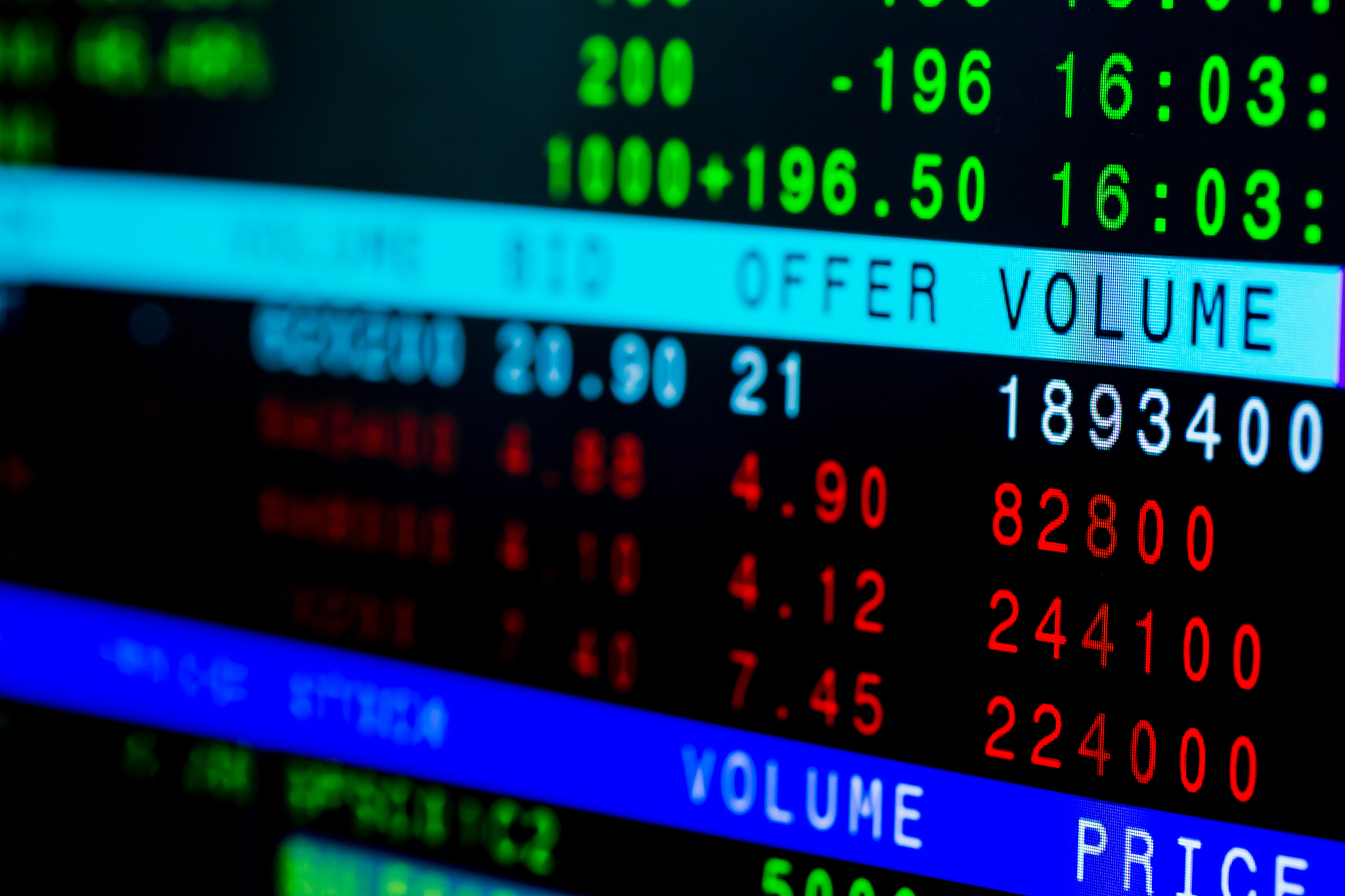 stock exchange market business concept with selective focus effe