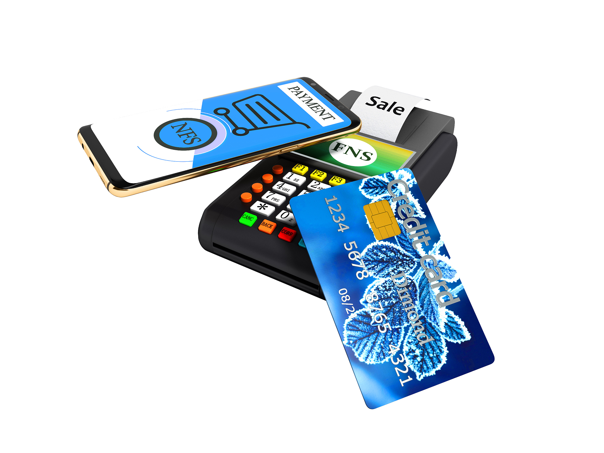 nfs payment through the phone to the payment card pos terminal w