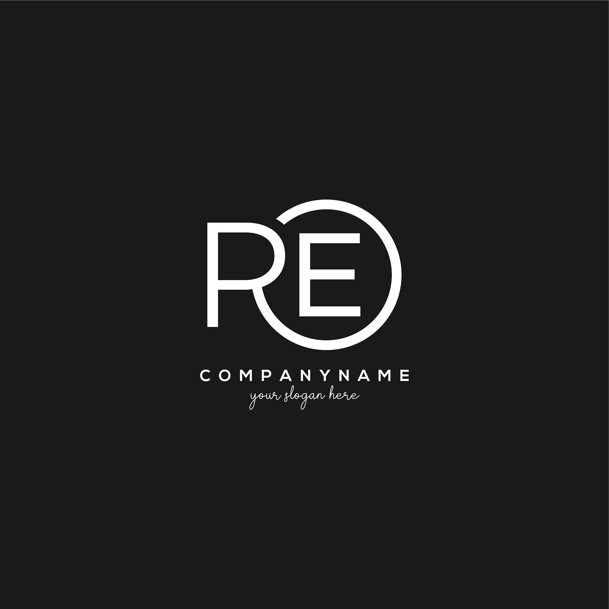 initial pe letter logo with circle template