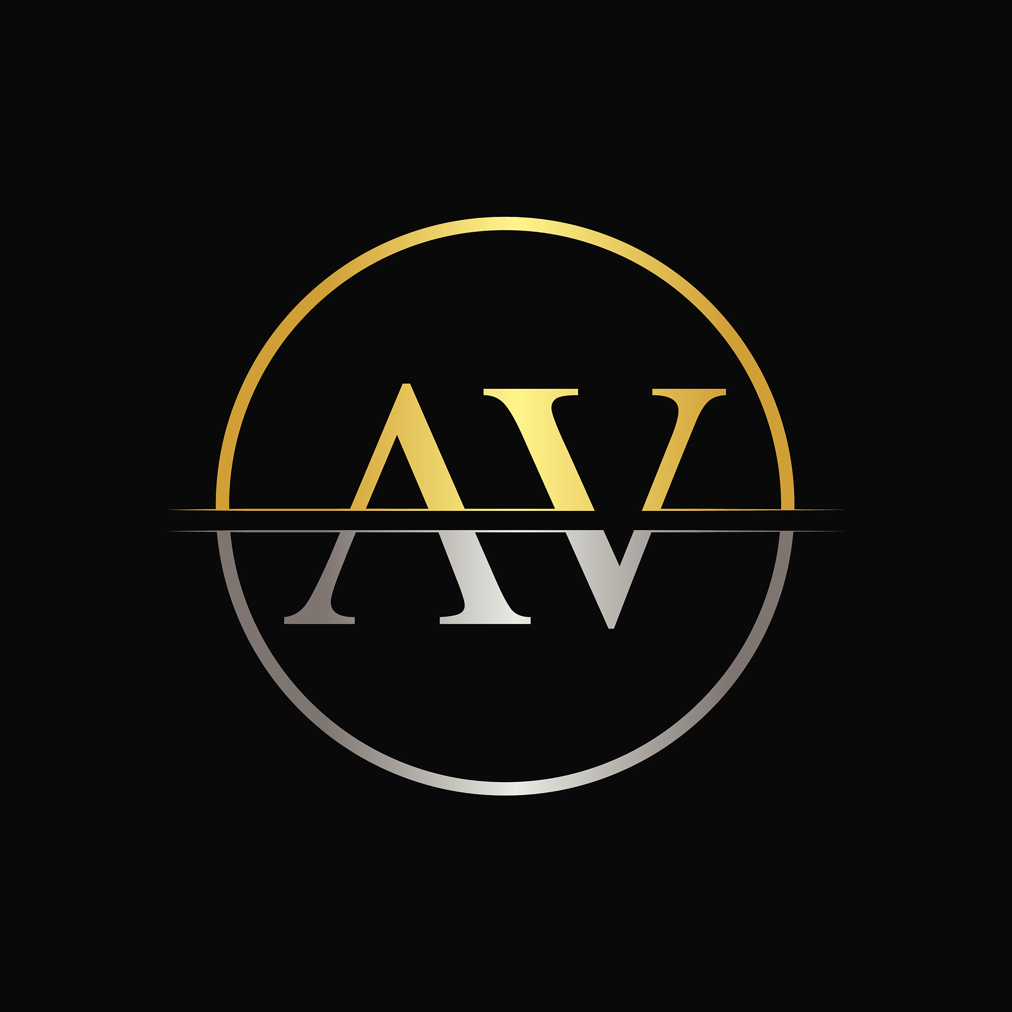 initial circle av letter with modern typography