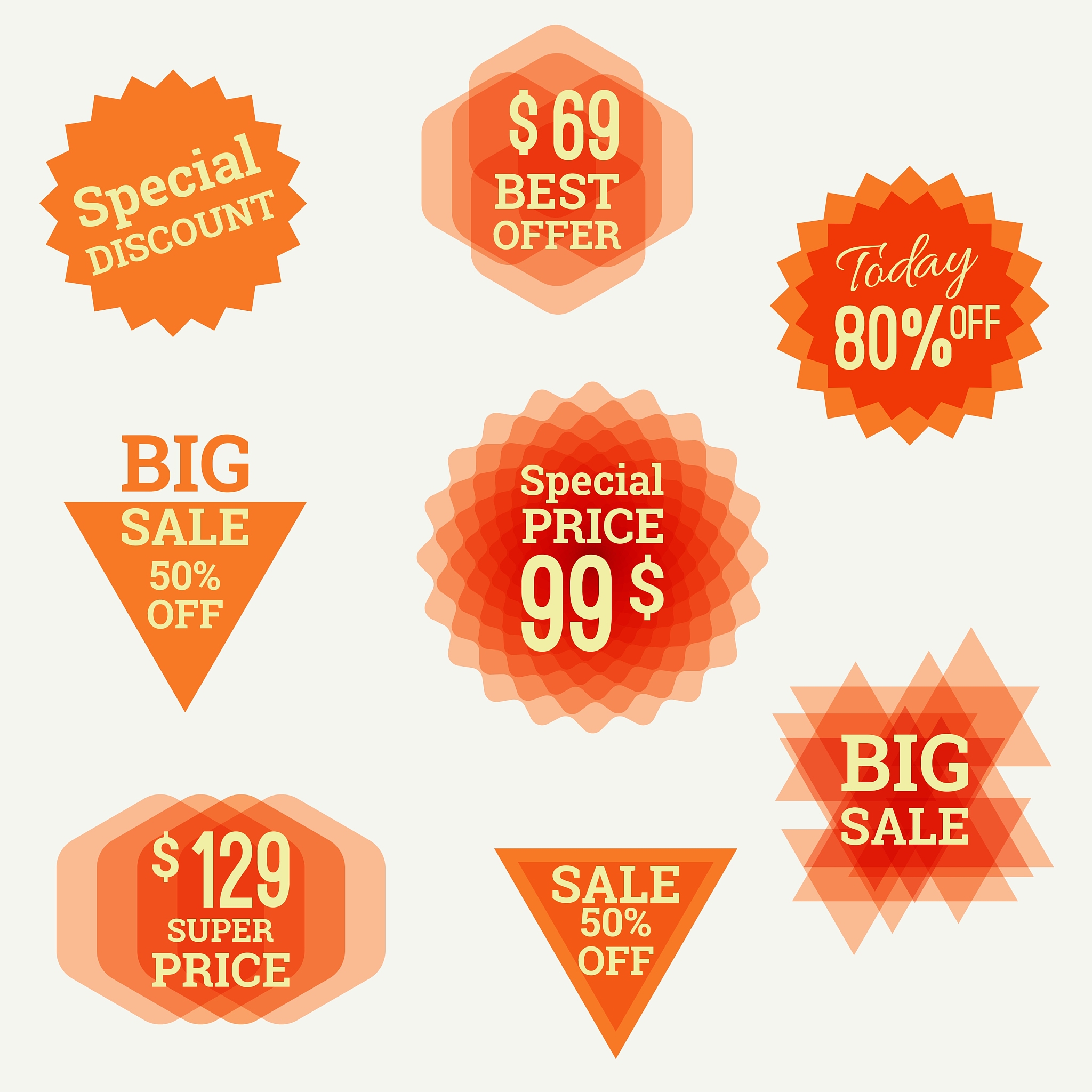 set tags with ribbons and labels