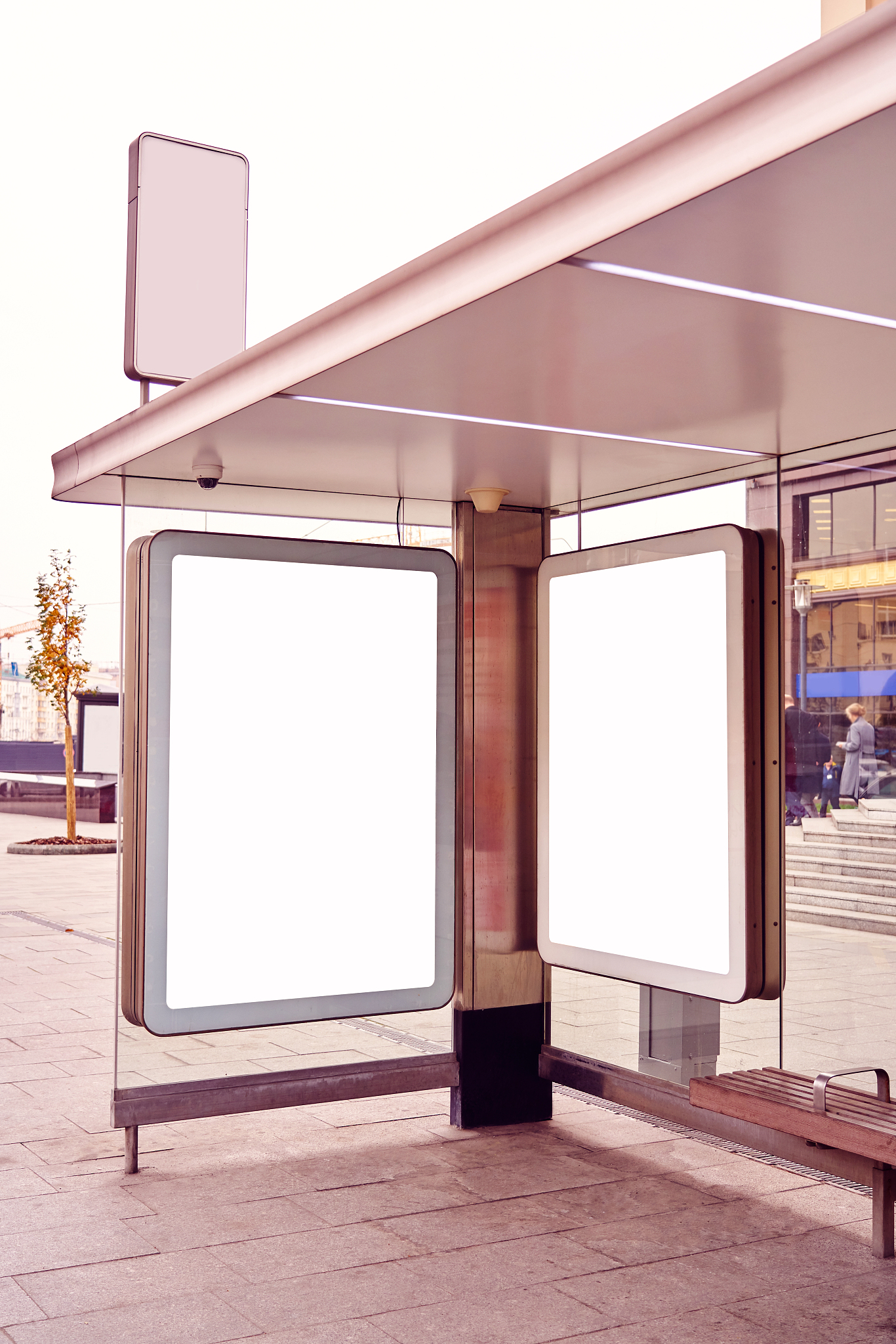 billboard, advertising city format in moscow on public bus stop,