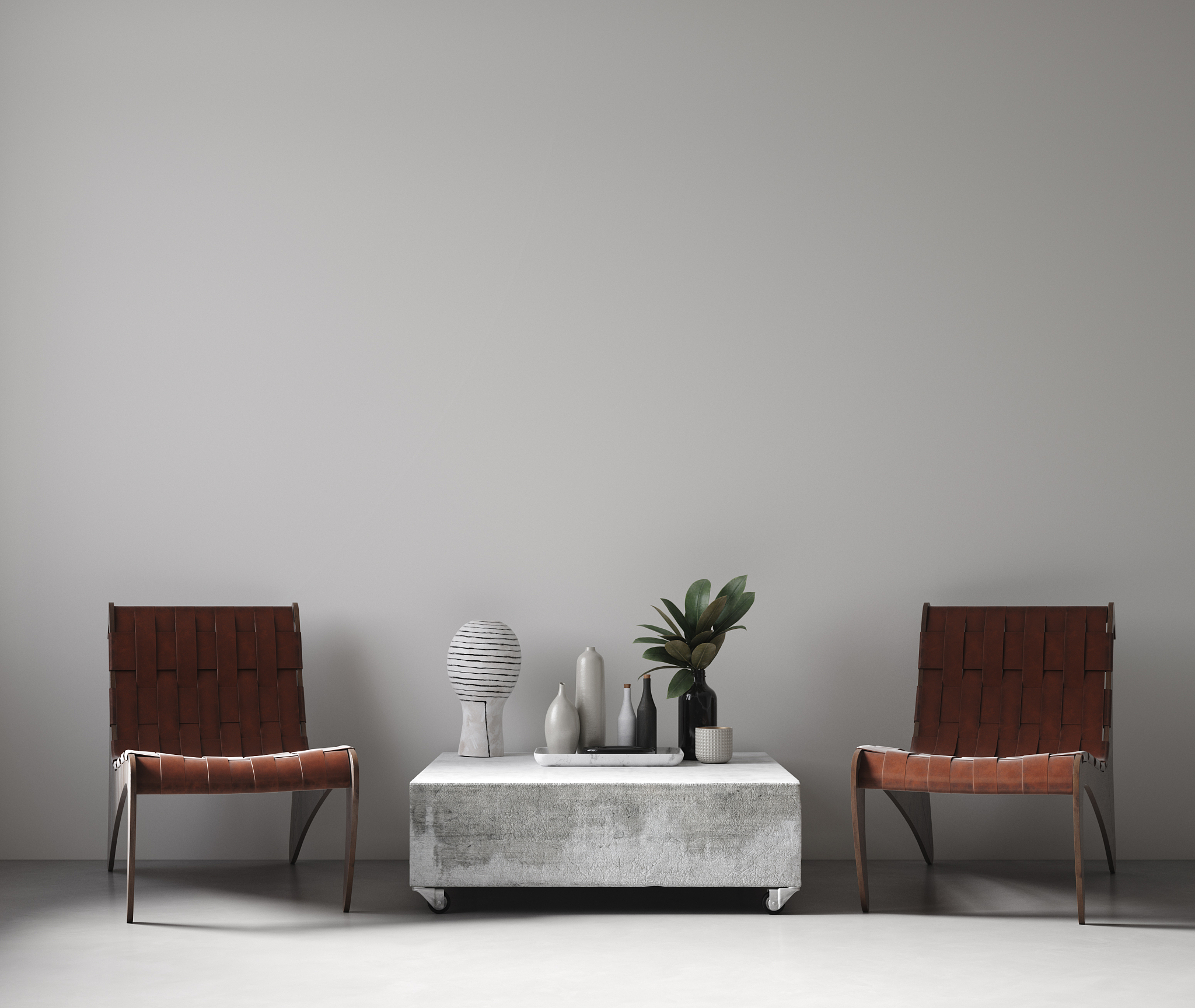 modern nomadic style living room interior background, wall mocku