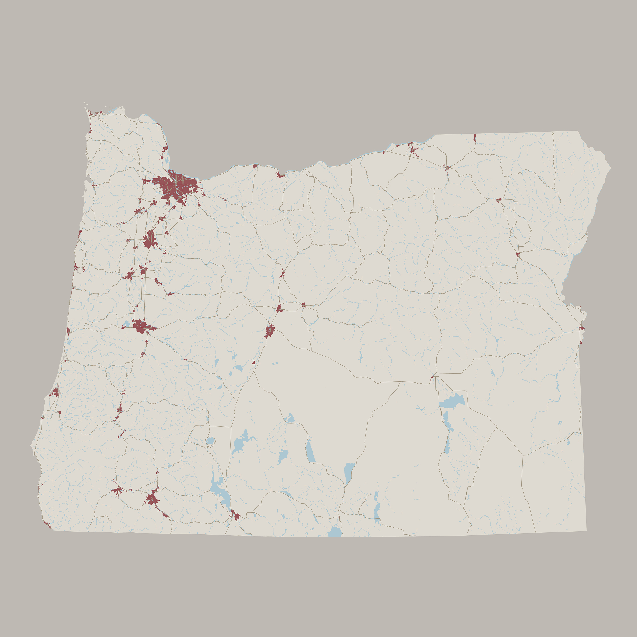 oregon us state road map