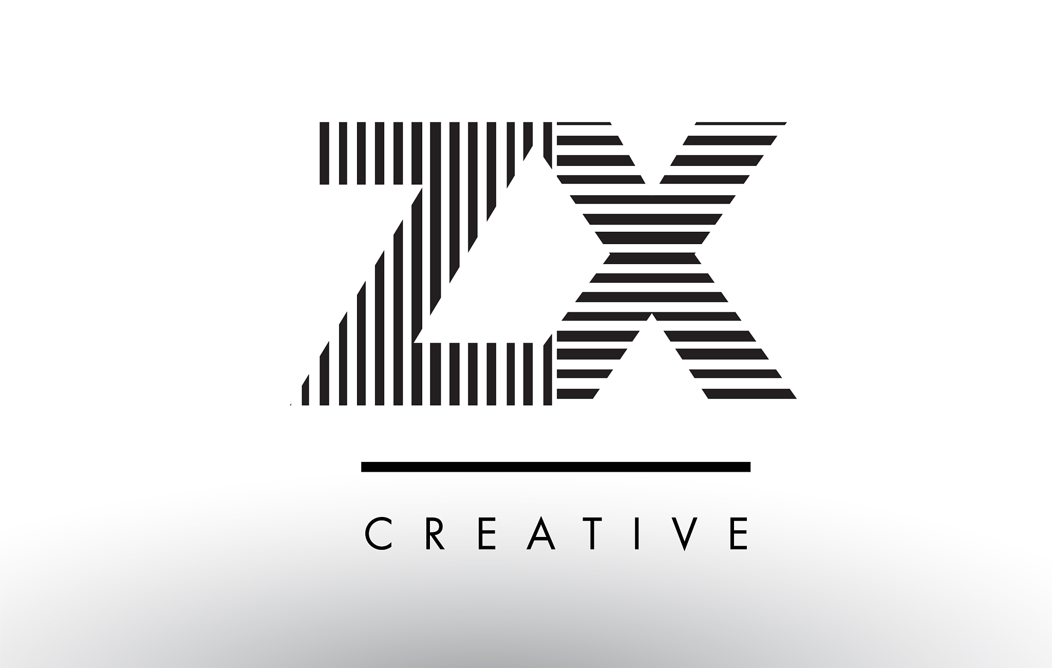 zx z x black and white lines letter logo design