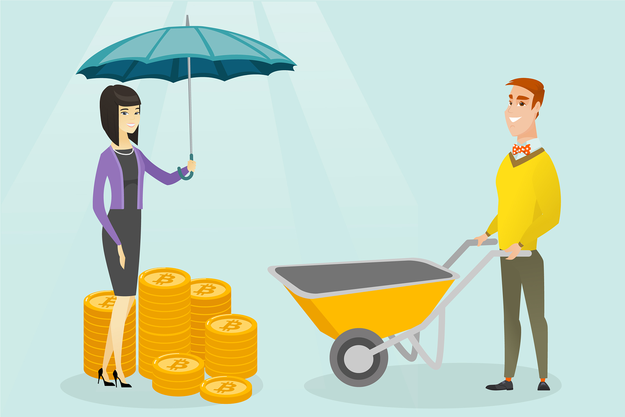 caucasian business insurance agent with umbrella