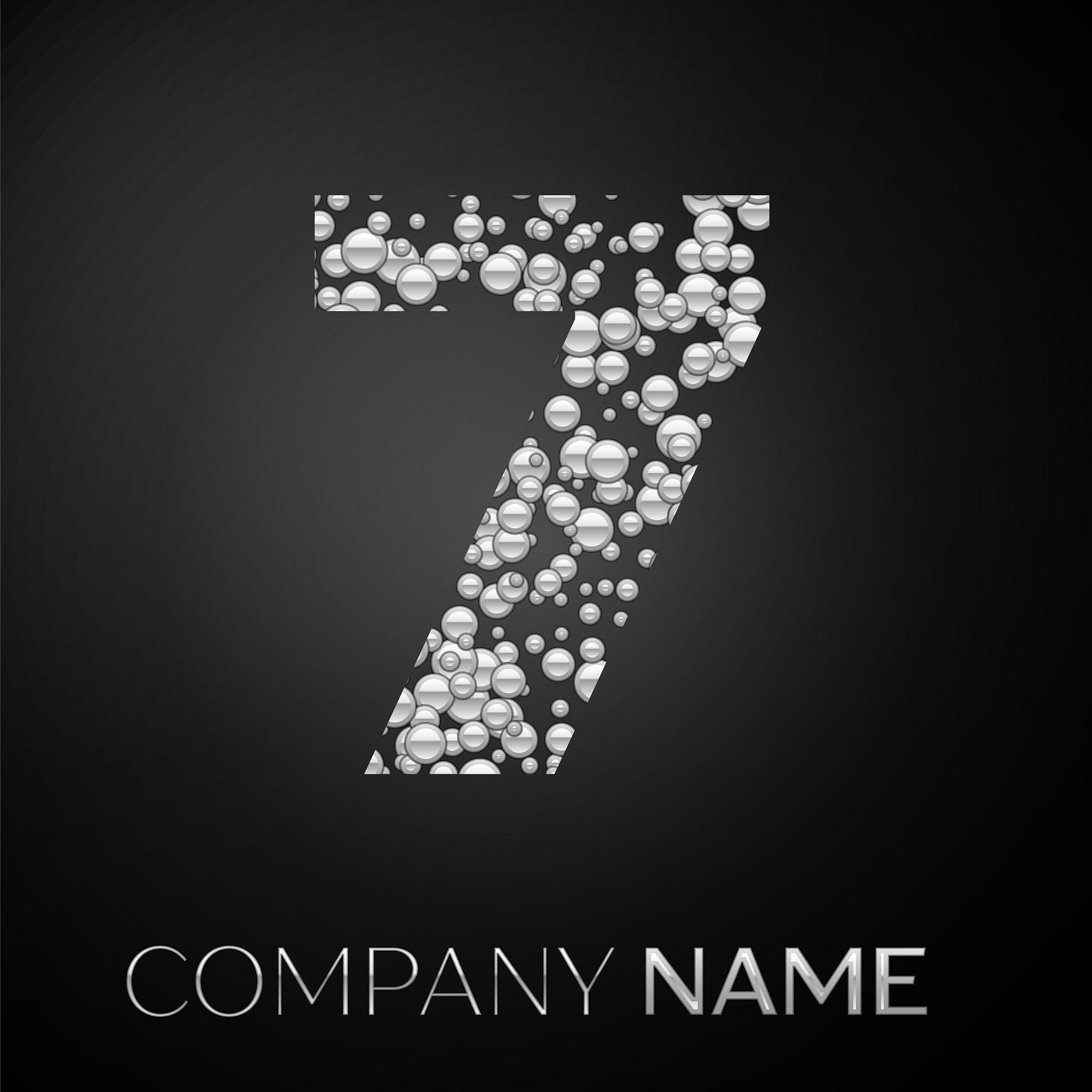 number seven logo silver dots alphabet logotype