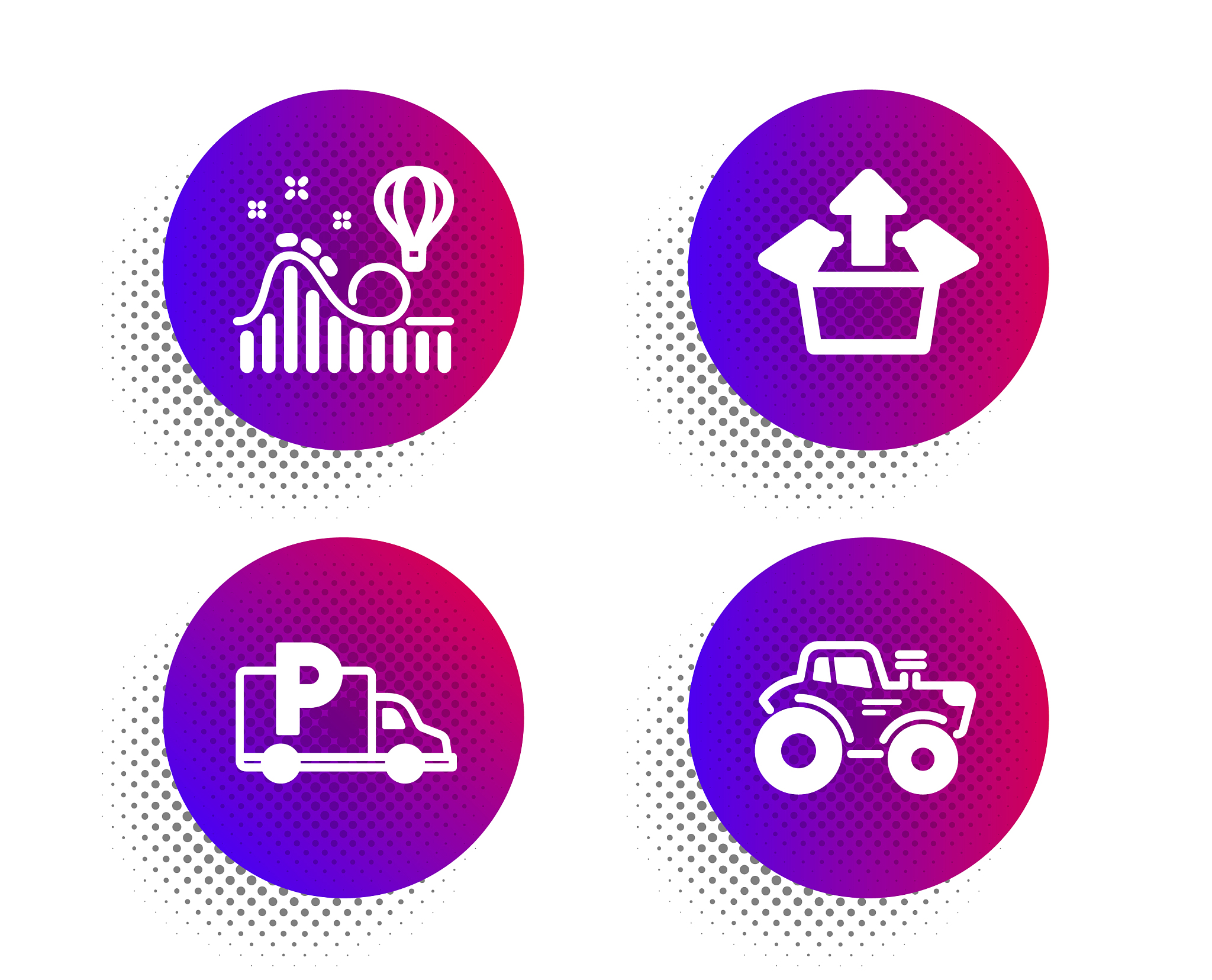 truck parking roller coaster and send box icons