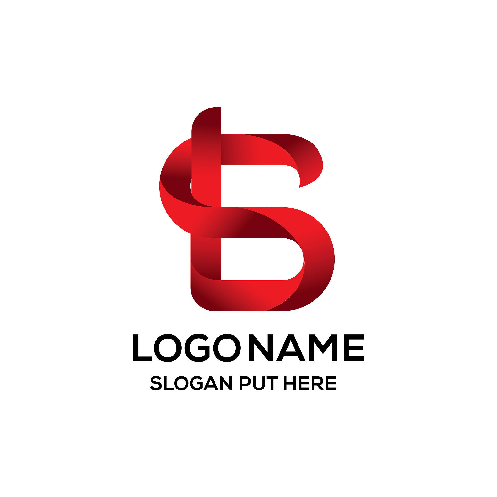 modern 3d bs or sb letter logo design template