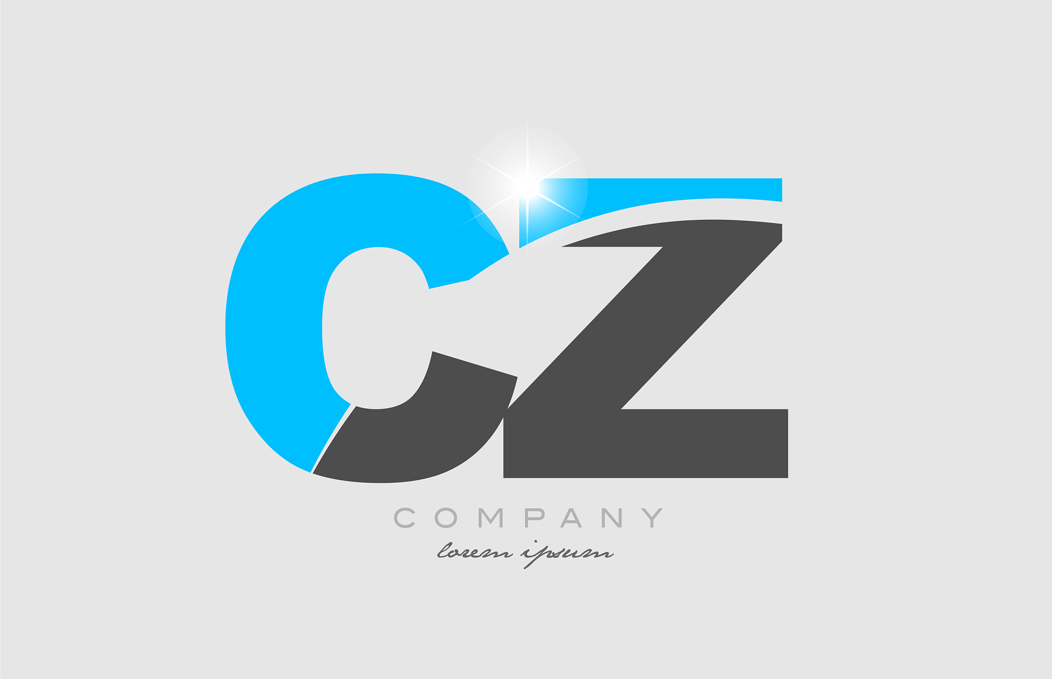combination letter cz c z in grey blue color