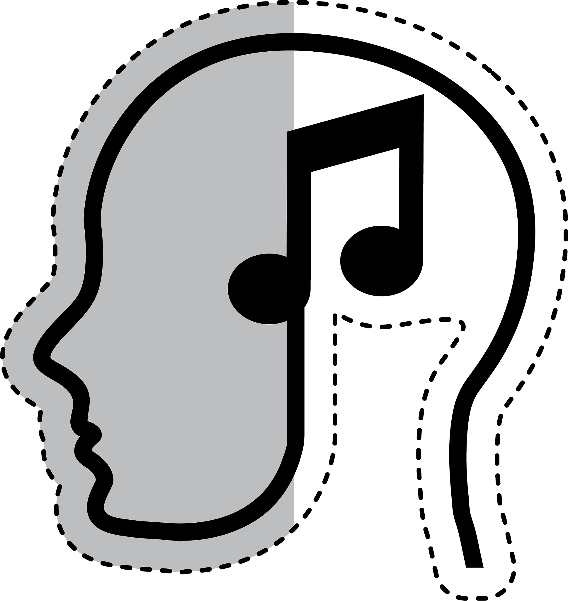 human profile with music note