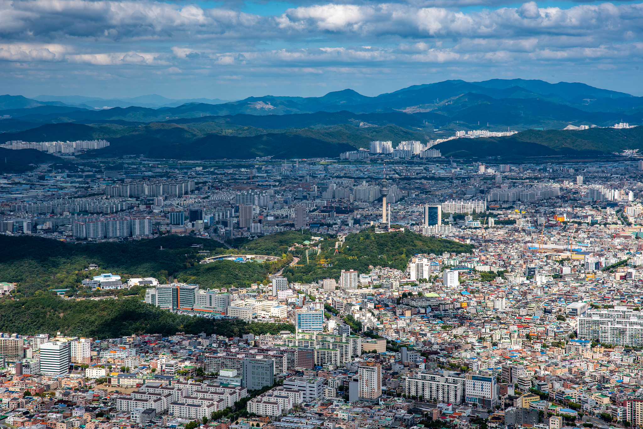 daegu city viewed from the mountain, south korea