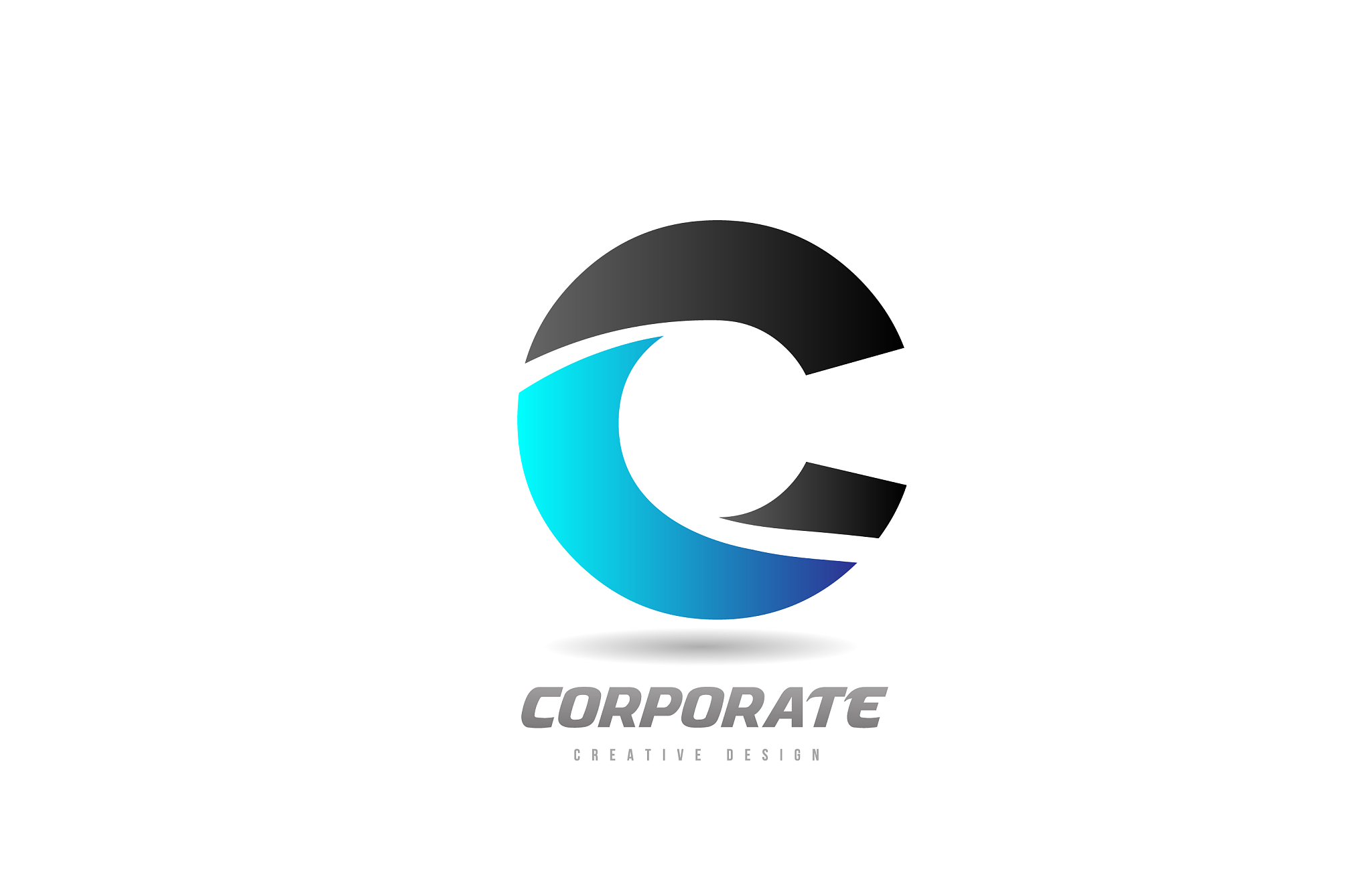 blue black alphabet letter c logo icon design for