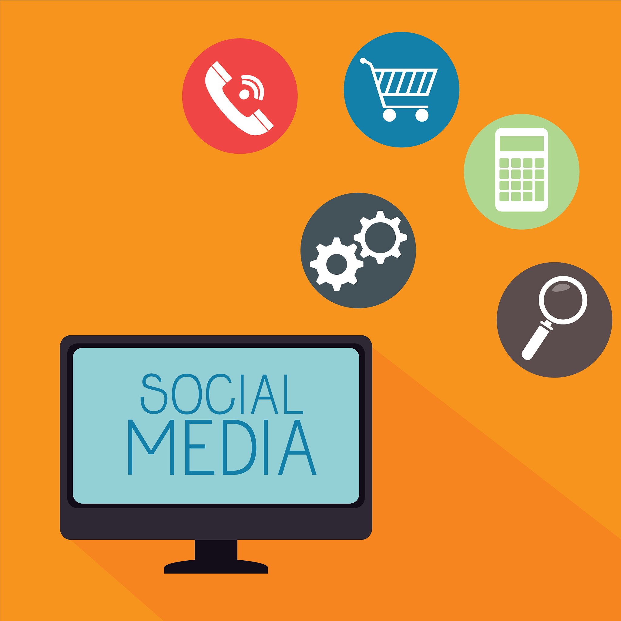 desktop with social media icon