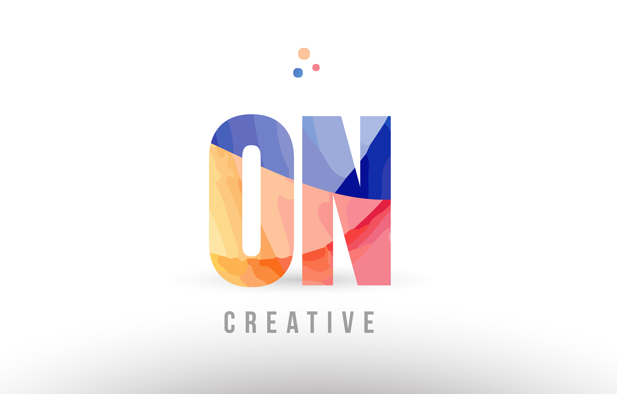 orange blue alphabet letter on o n logo icon